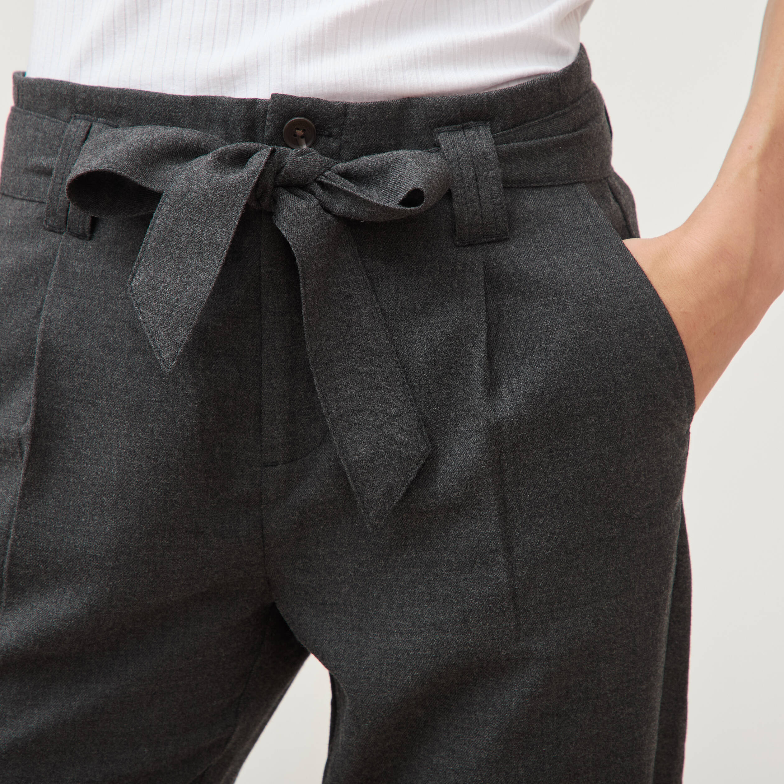 Pantalon paperbag gris femme