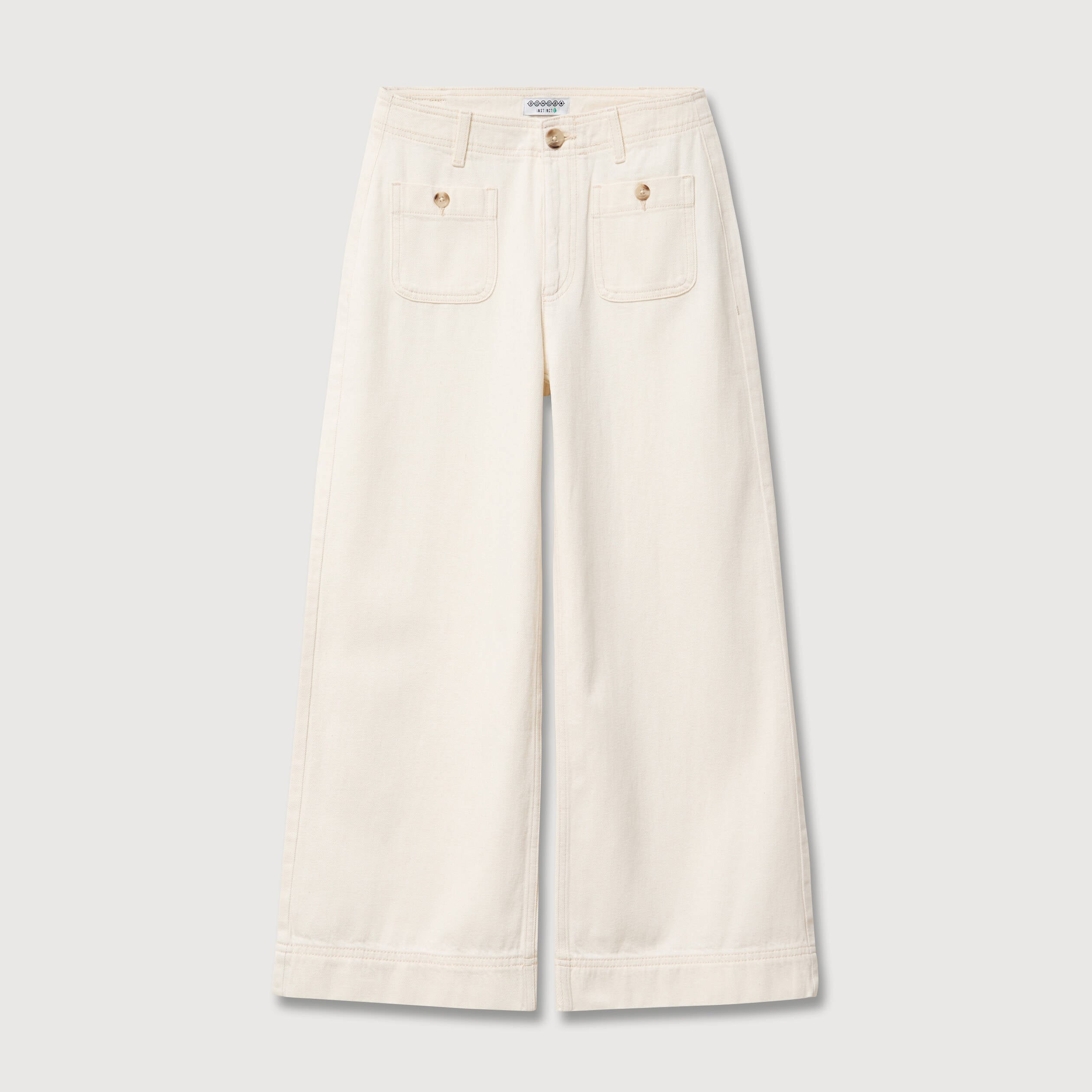 Jeans loose cropped taille standard ecru femme