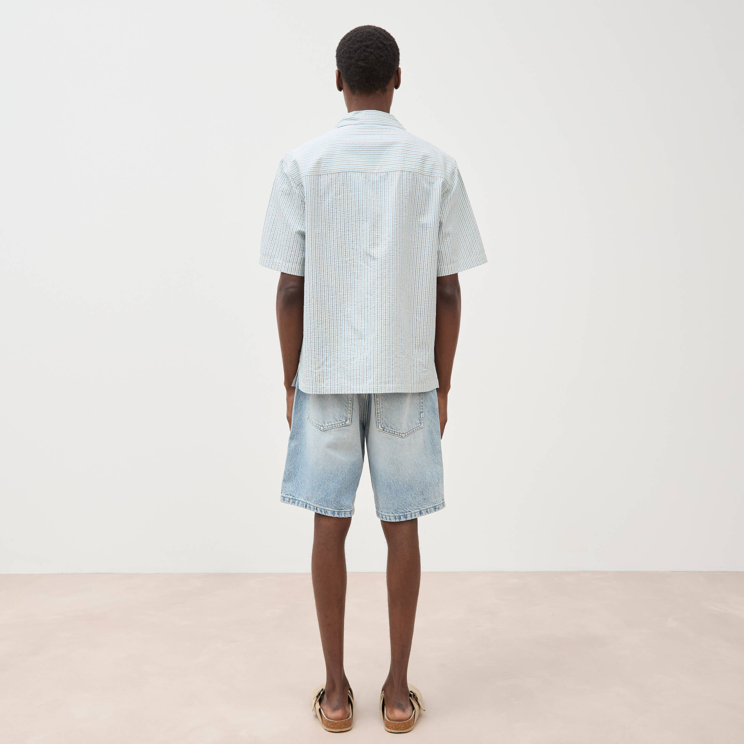 Chemise boyfriend manches courtes vert clair homme