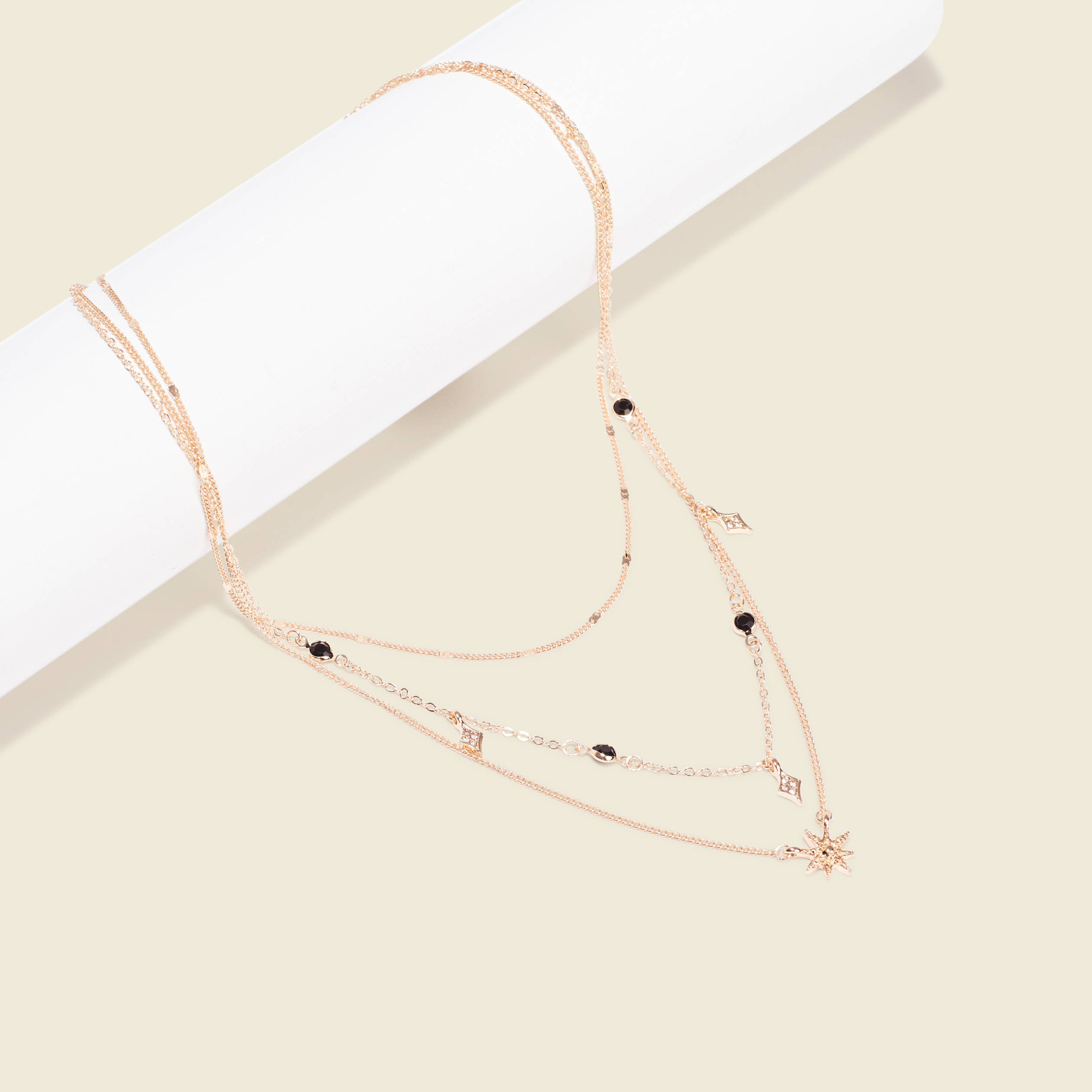 Collier multirangs couleur or femme