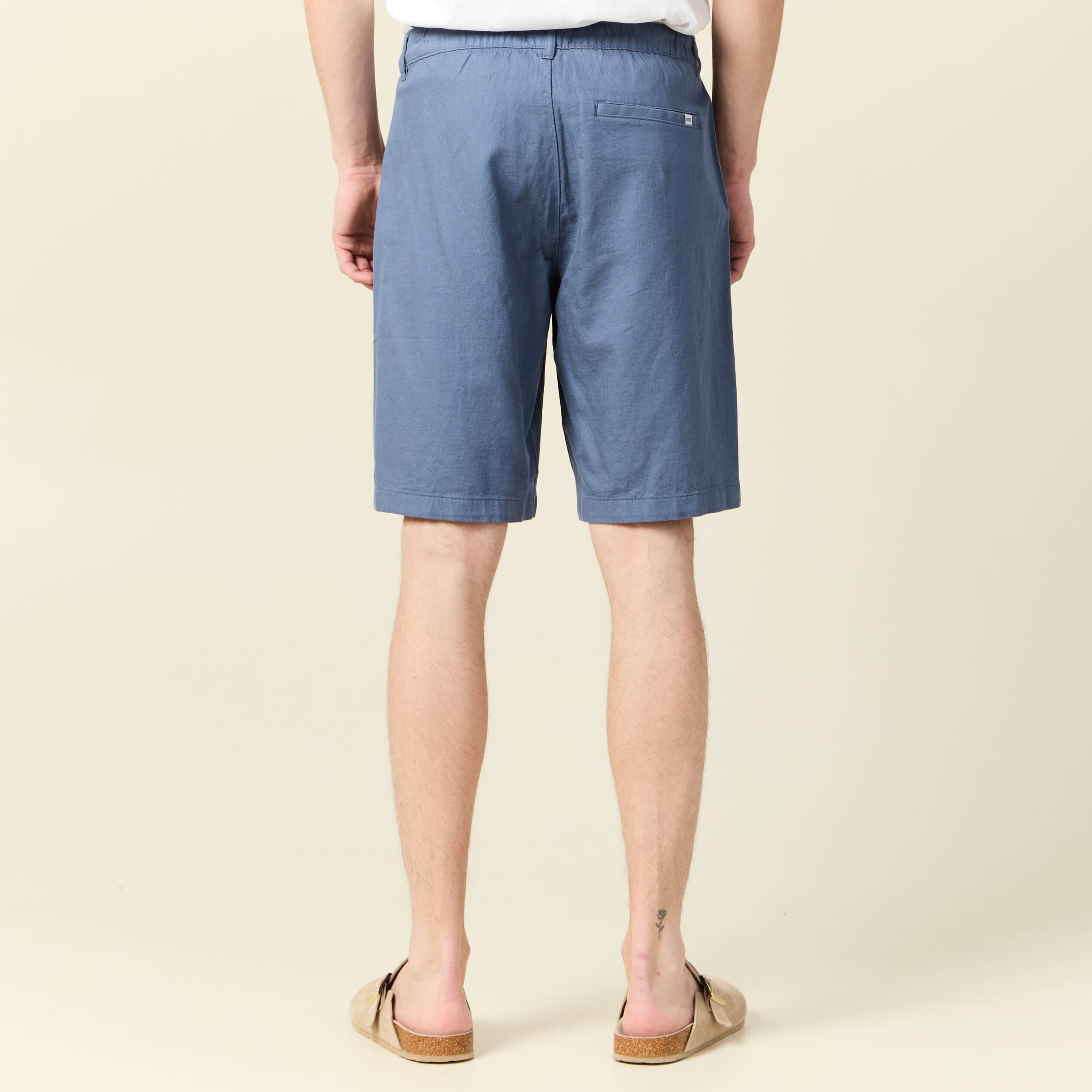 Bermuda droit bleu fonc&eacute; homme