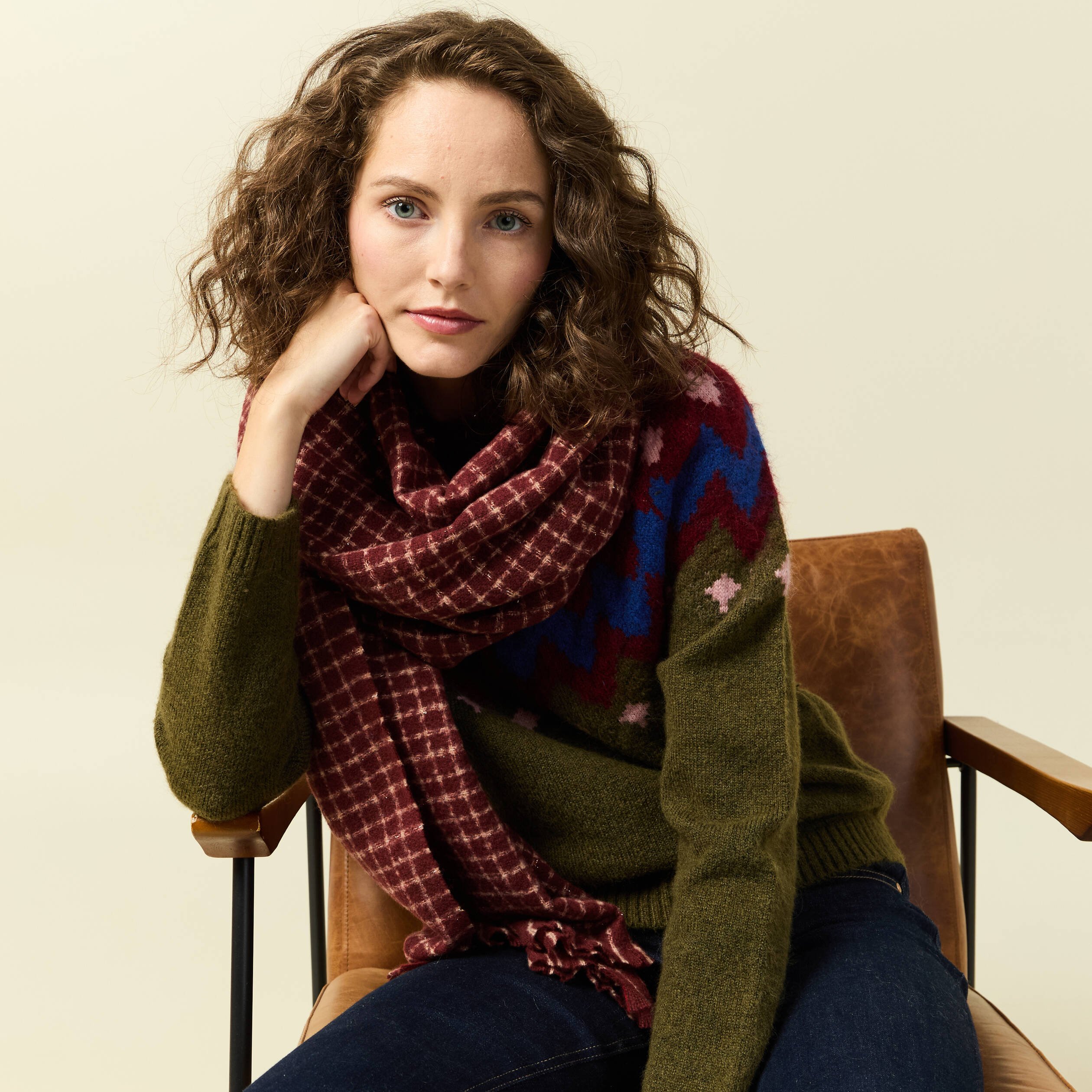 Écharpe rouge foncé femme | Vibs