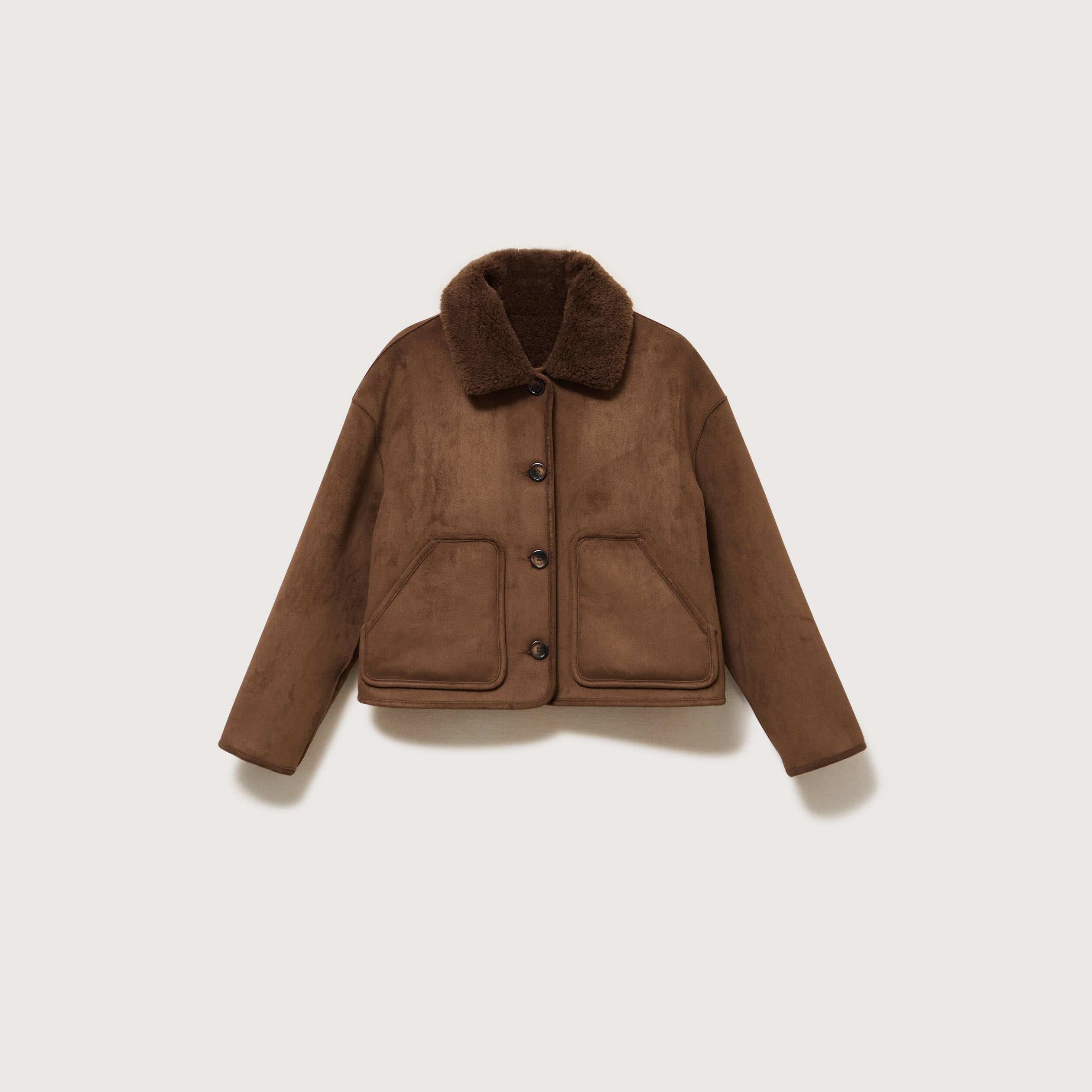 Manteau r&eacute;versible oversize court marron femme
