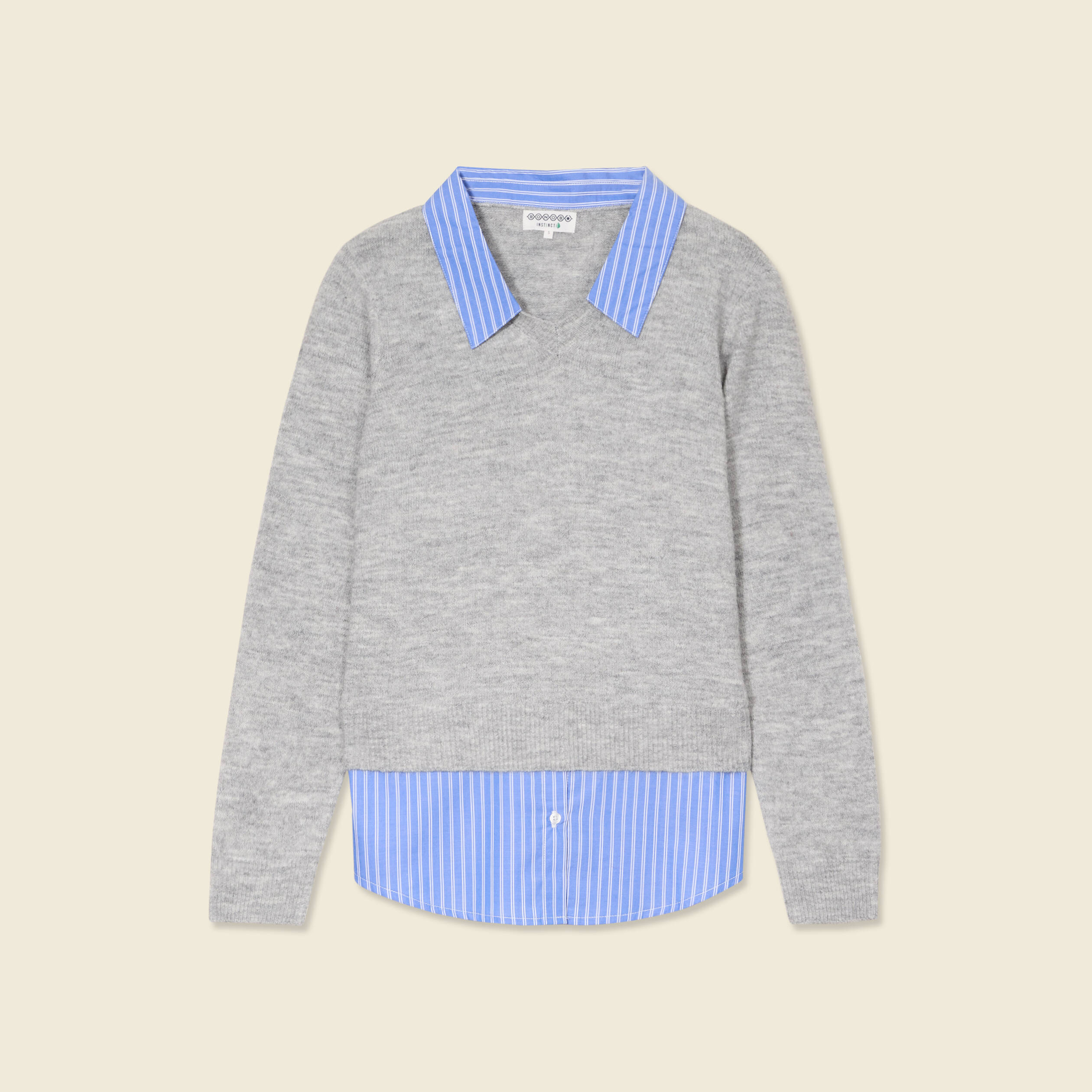 Pull manches longues gris clair femme