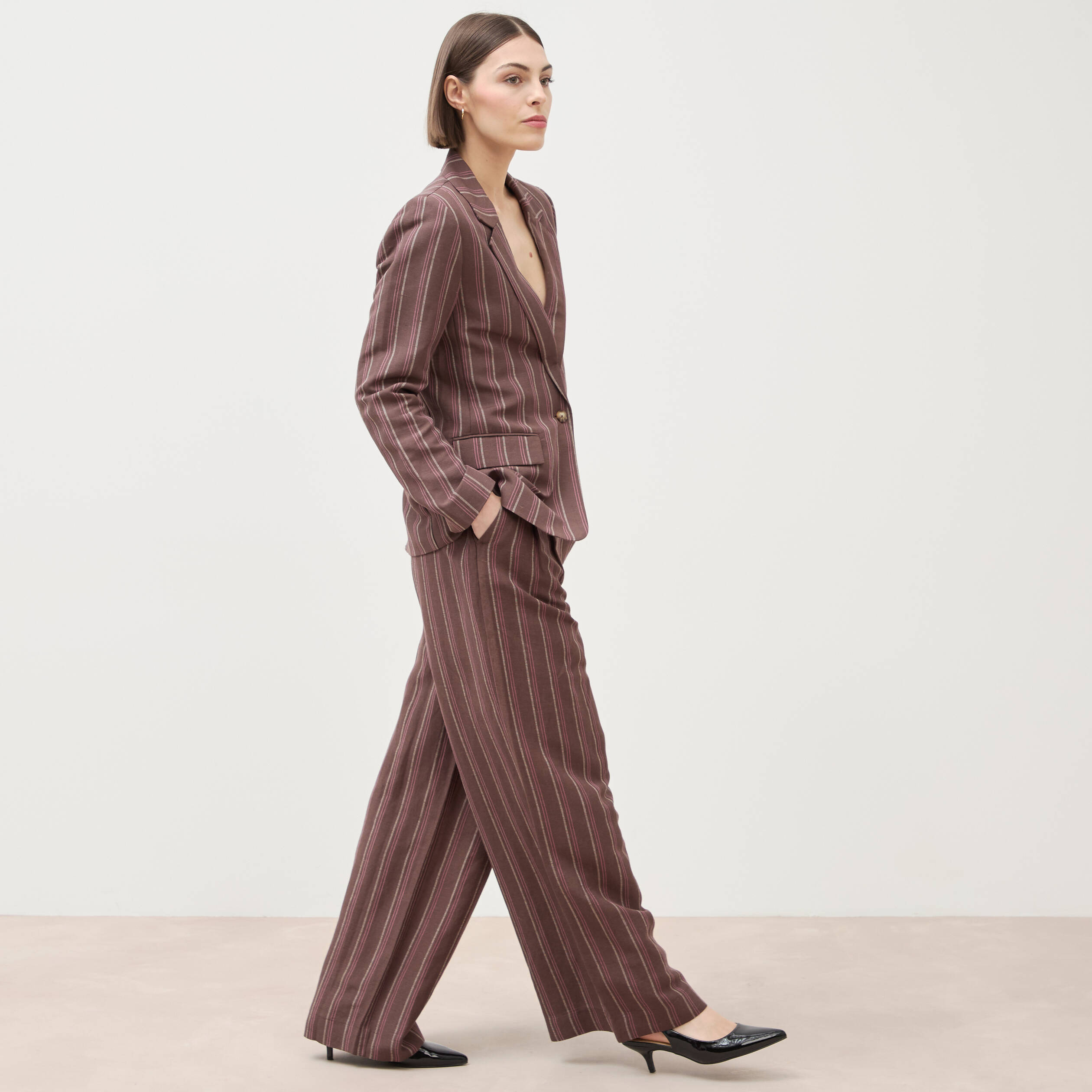 Veste blazer manches longues marron chocolat femme