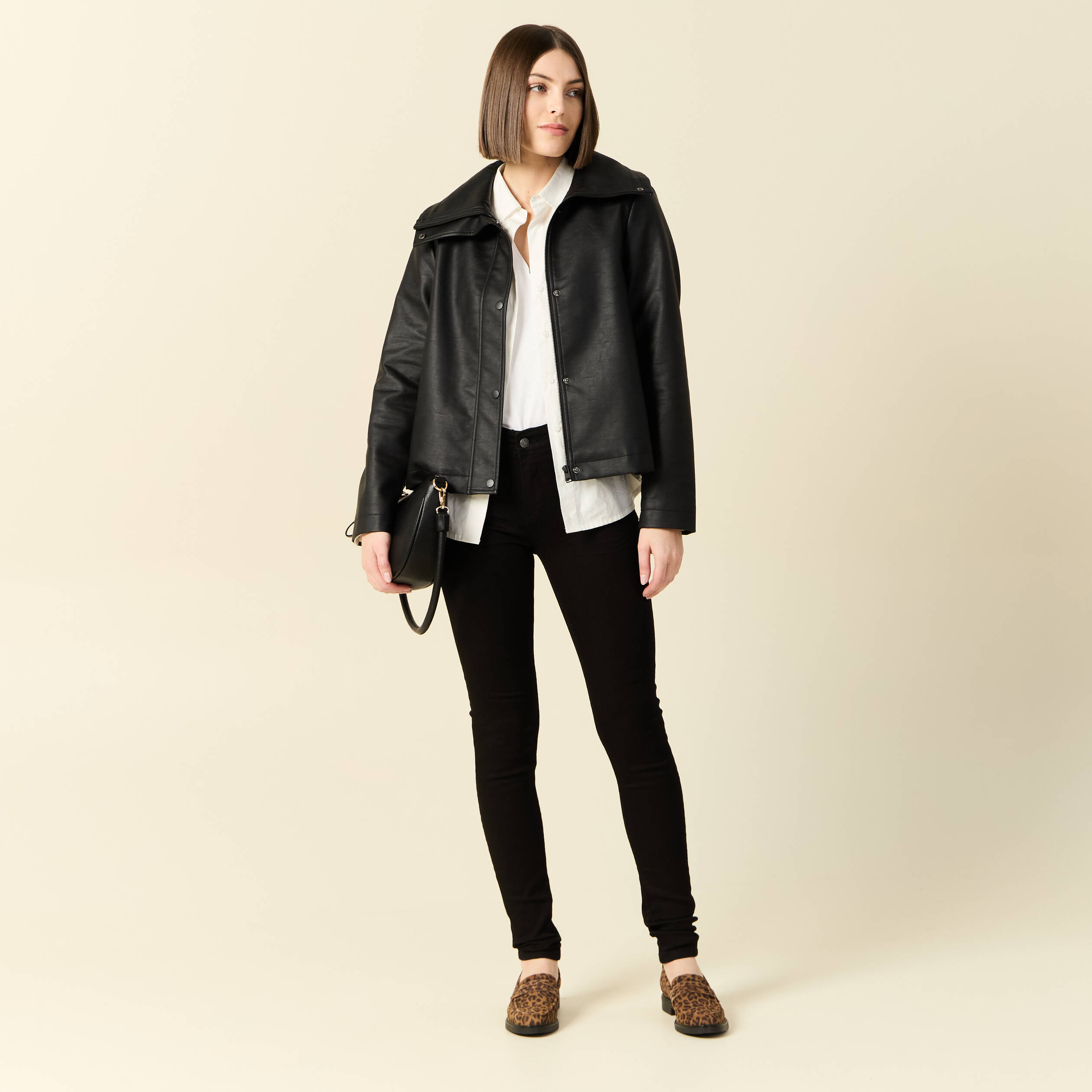 Jeans skinny push-up taille standard denim noir femme