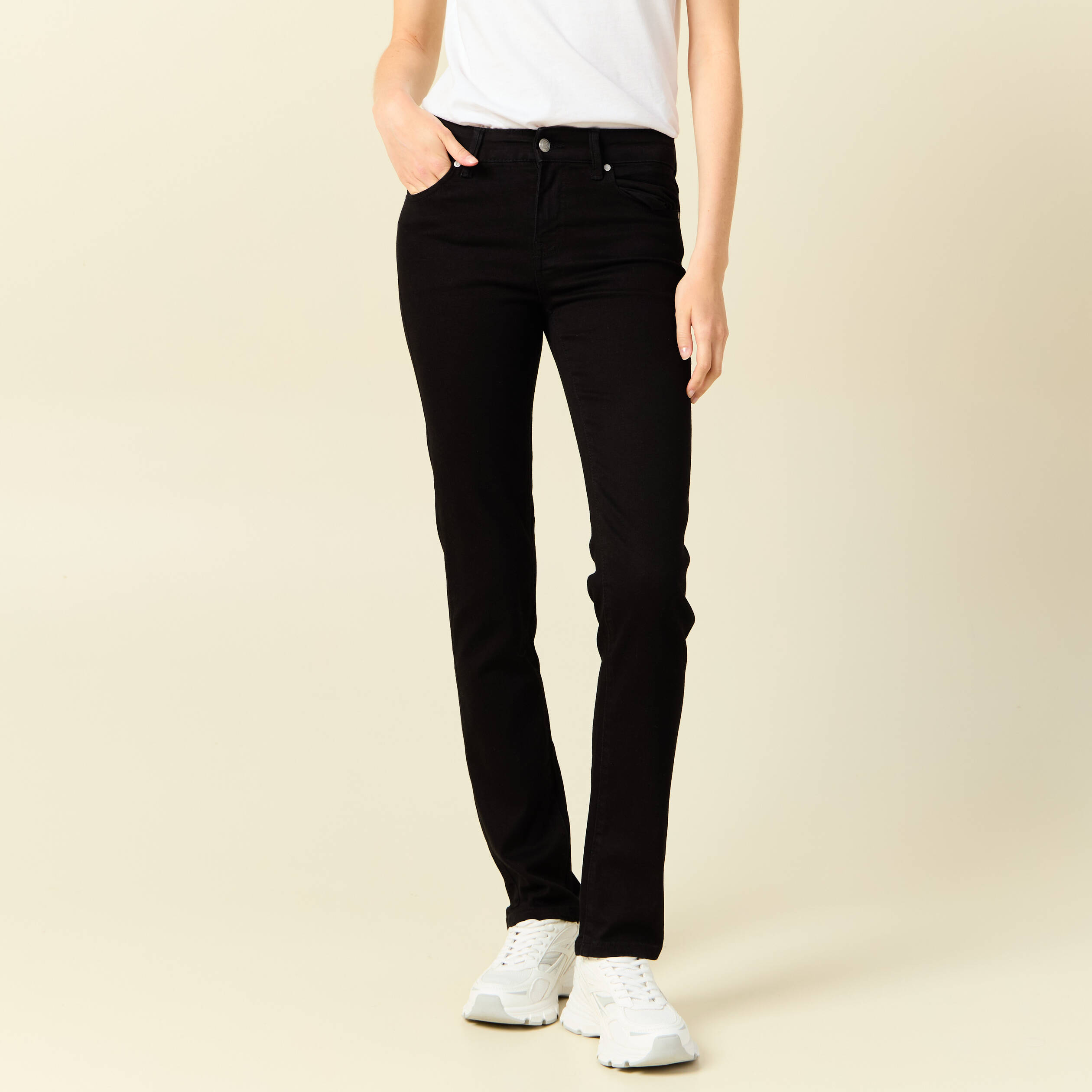 jeans regular 5 poches denim noir femme Jeans regular 5 poches denim noir femme