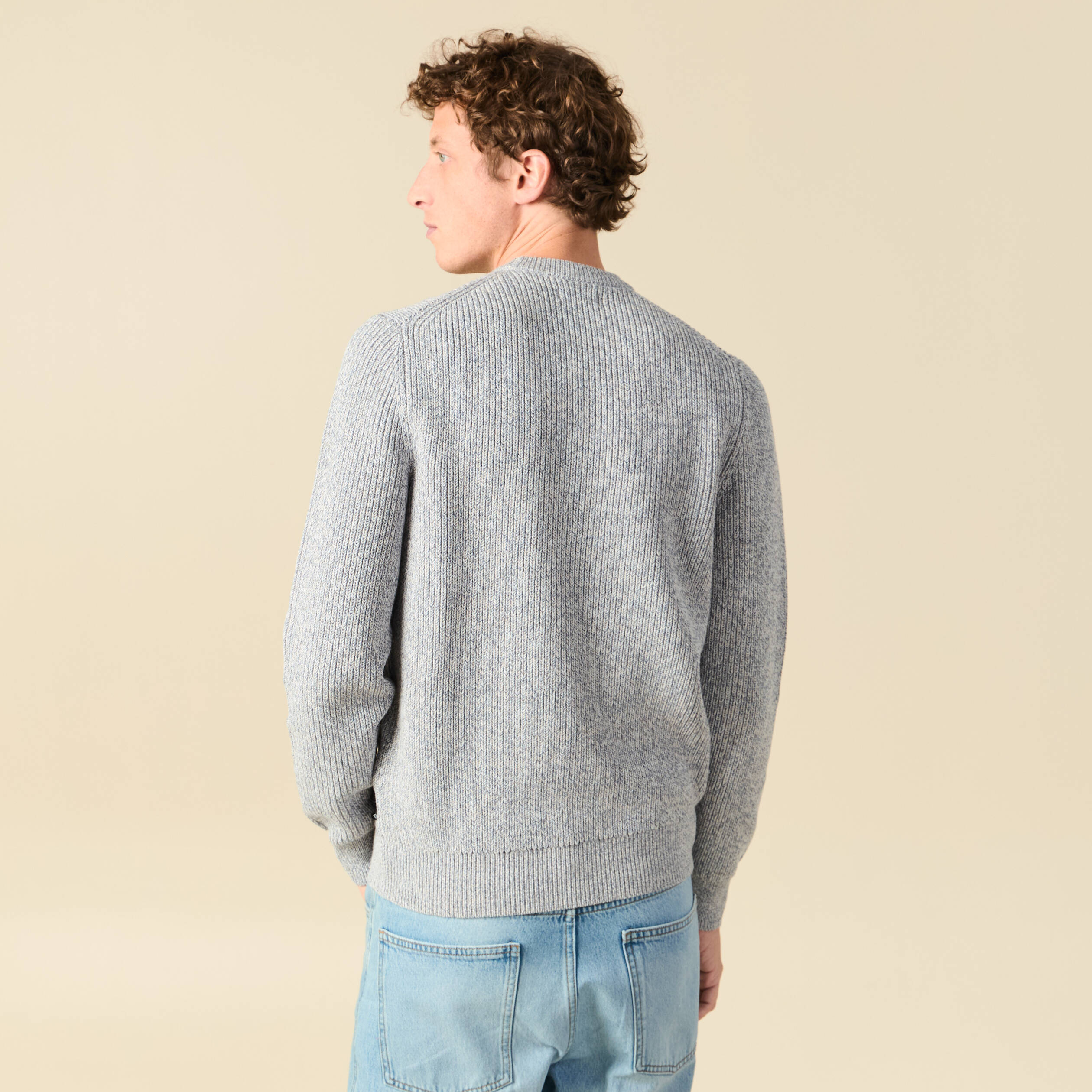 Pull manches longues bleu gris homme