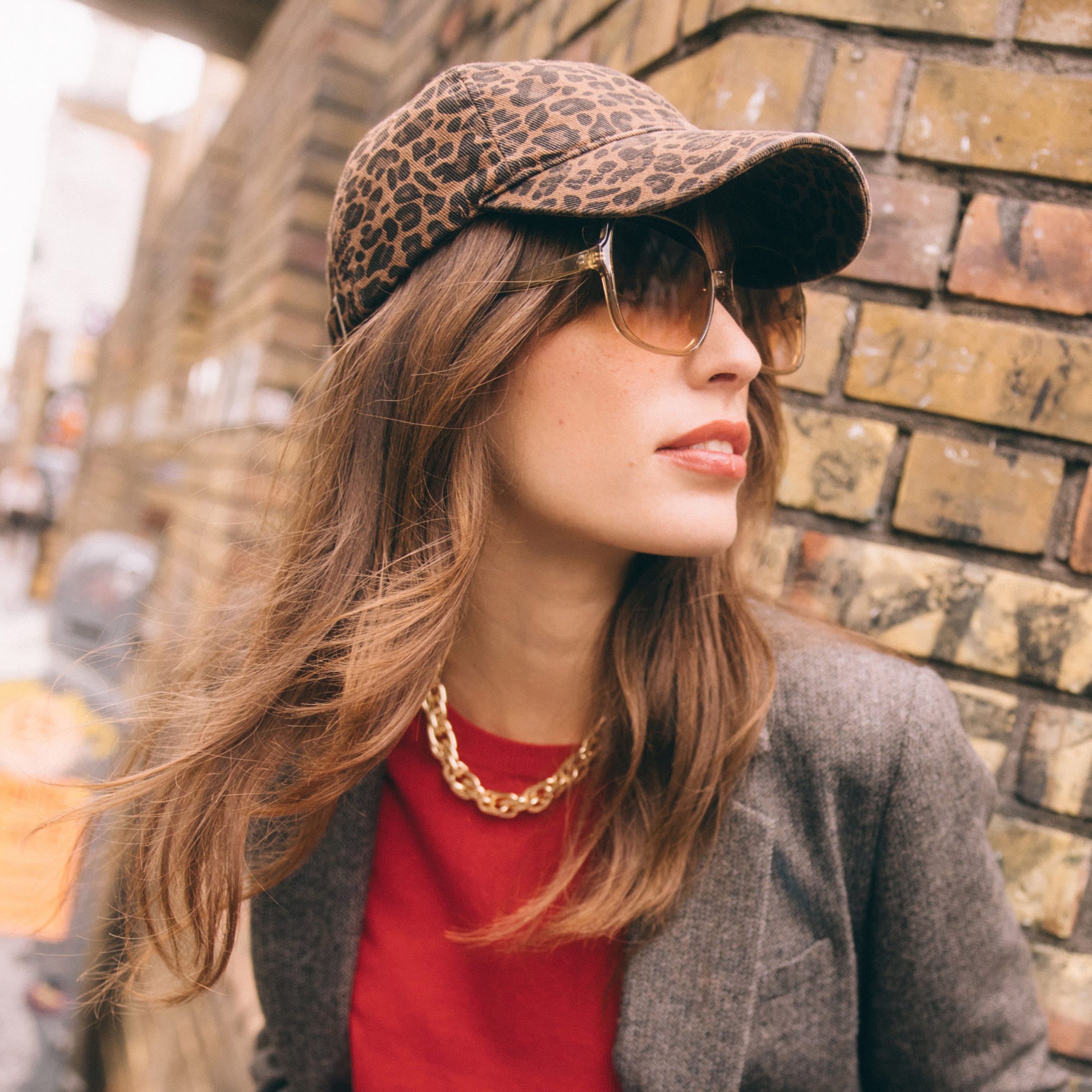 Casquette en coton marron foncé femme