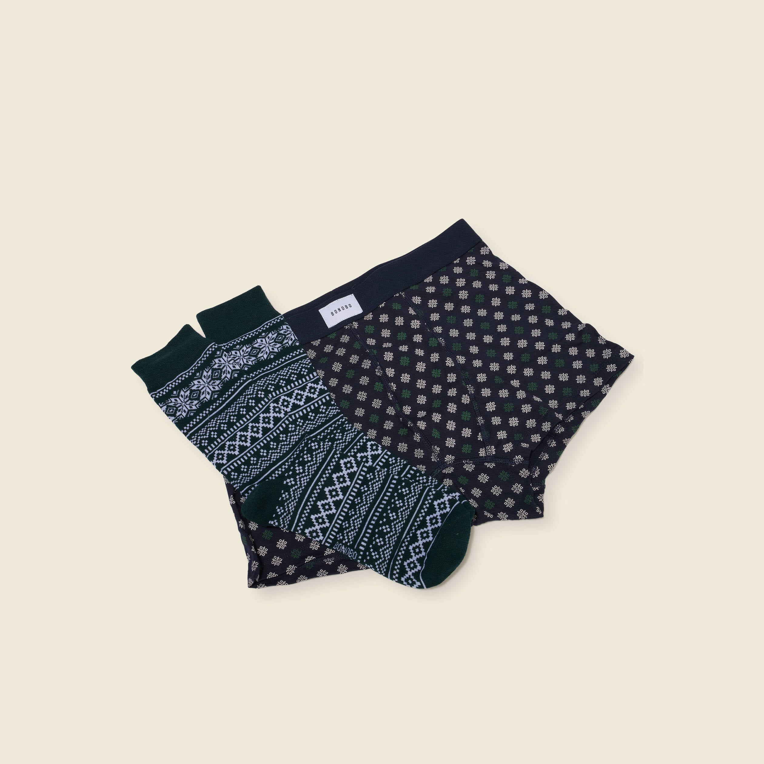 Coffret boxer X paire de chaussettes bleu marine homme