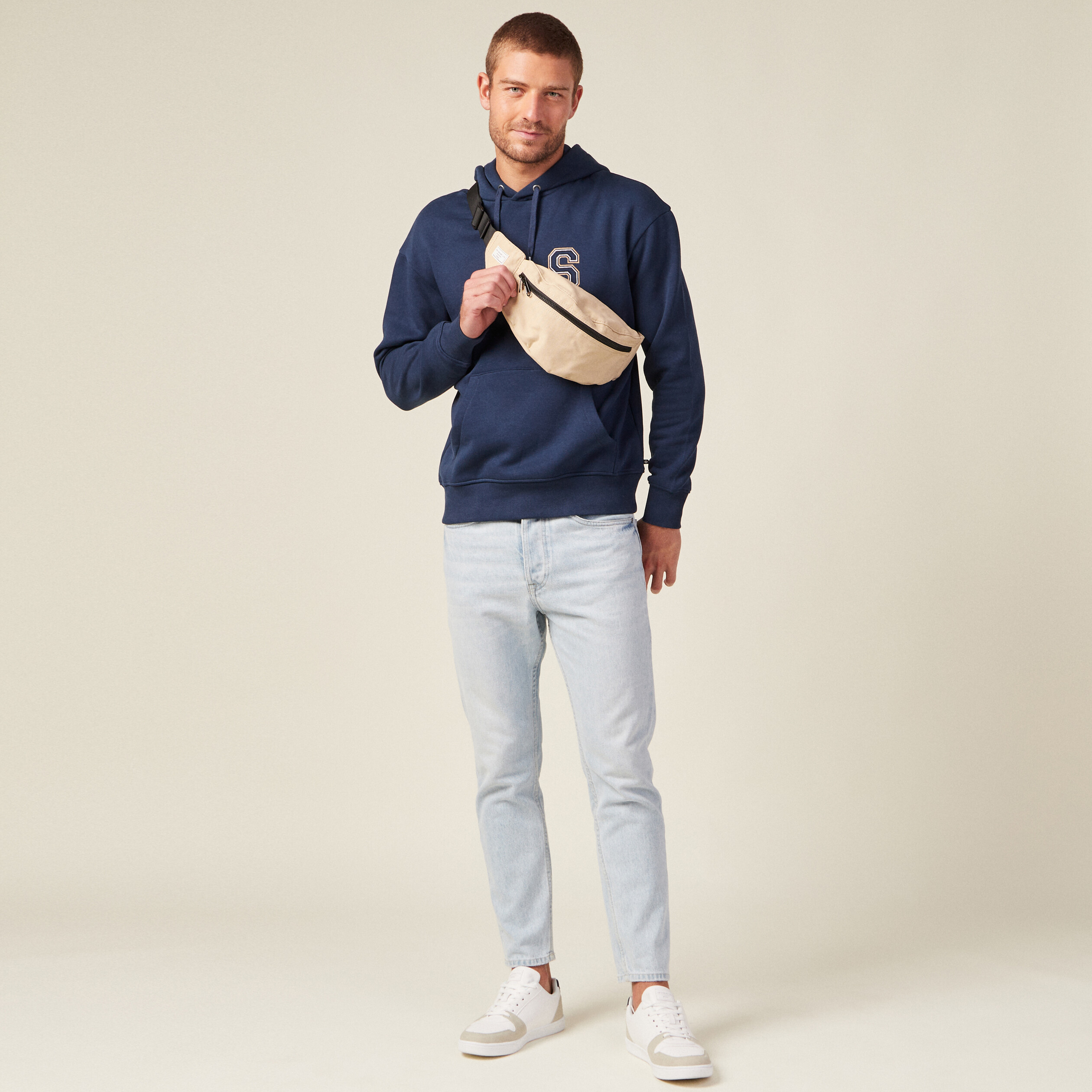 Sweat à capuche bleu marine homme