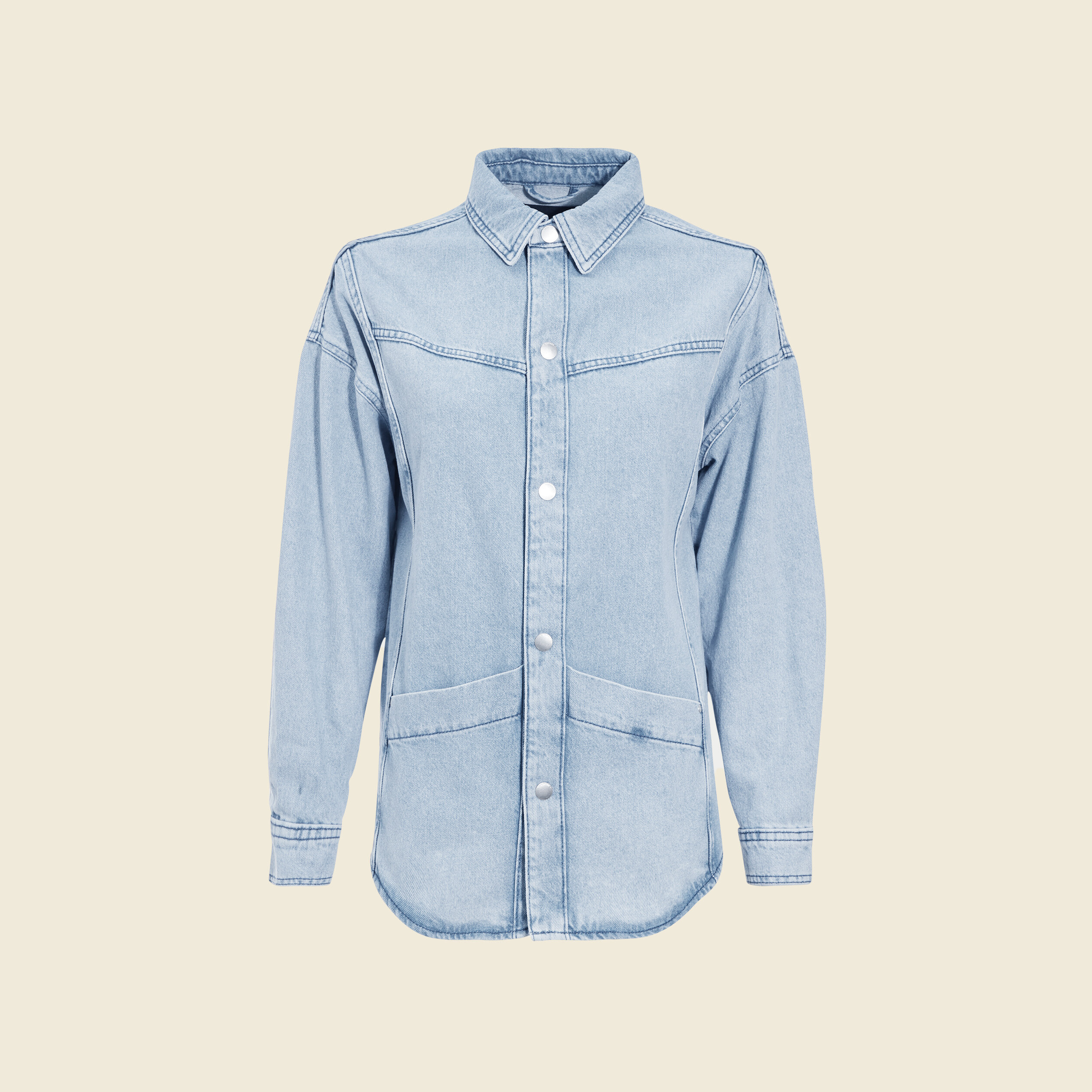 Veste workwear manches 3/4 denim stone femme
