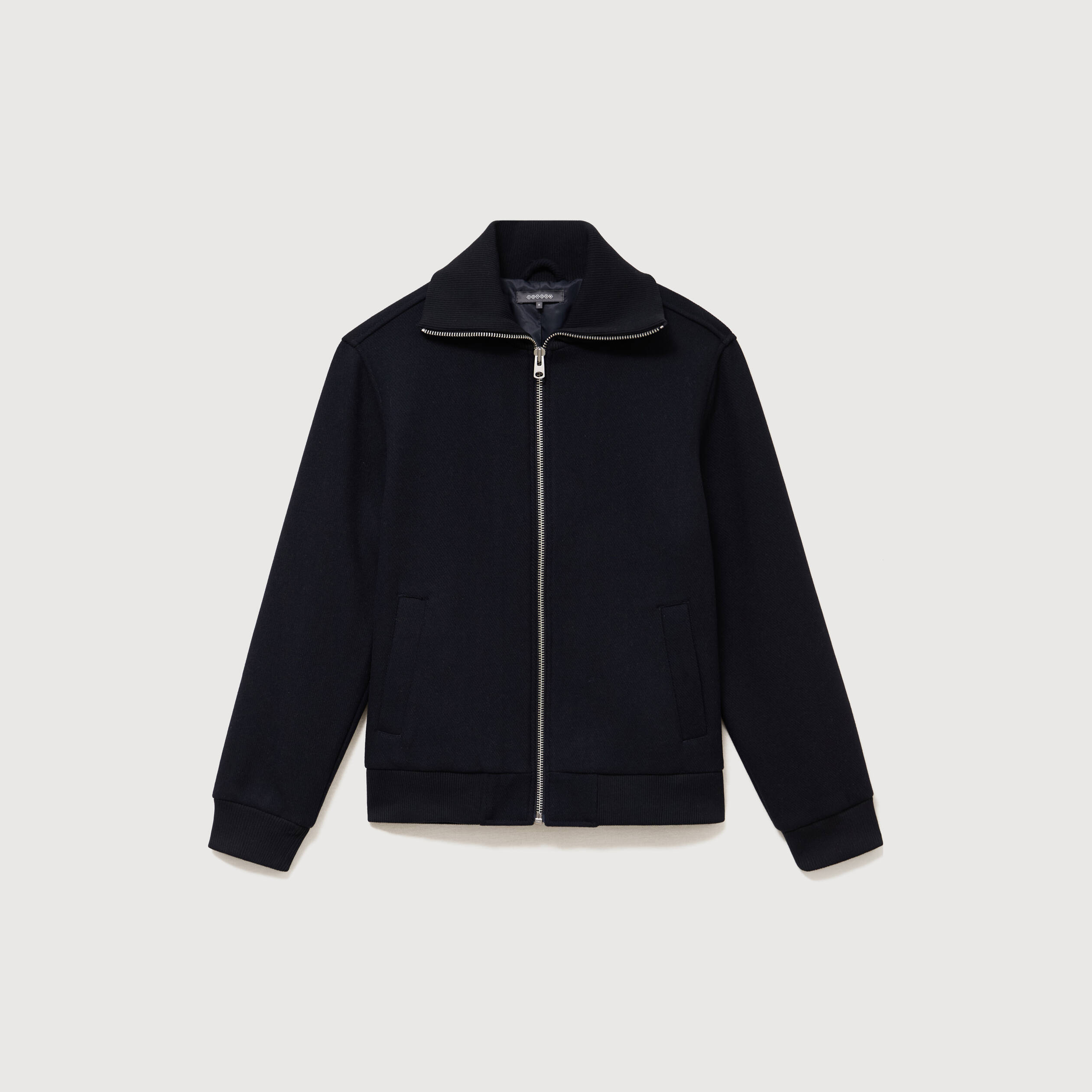 Blouson col camionneur manches longues bleu marine homme