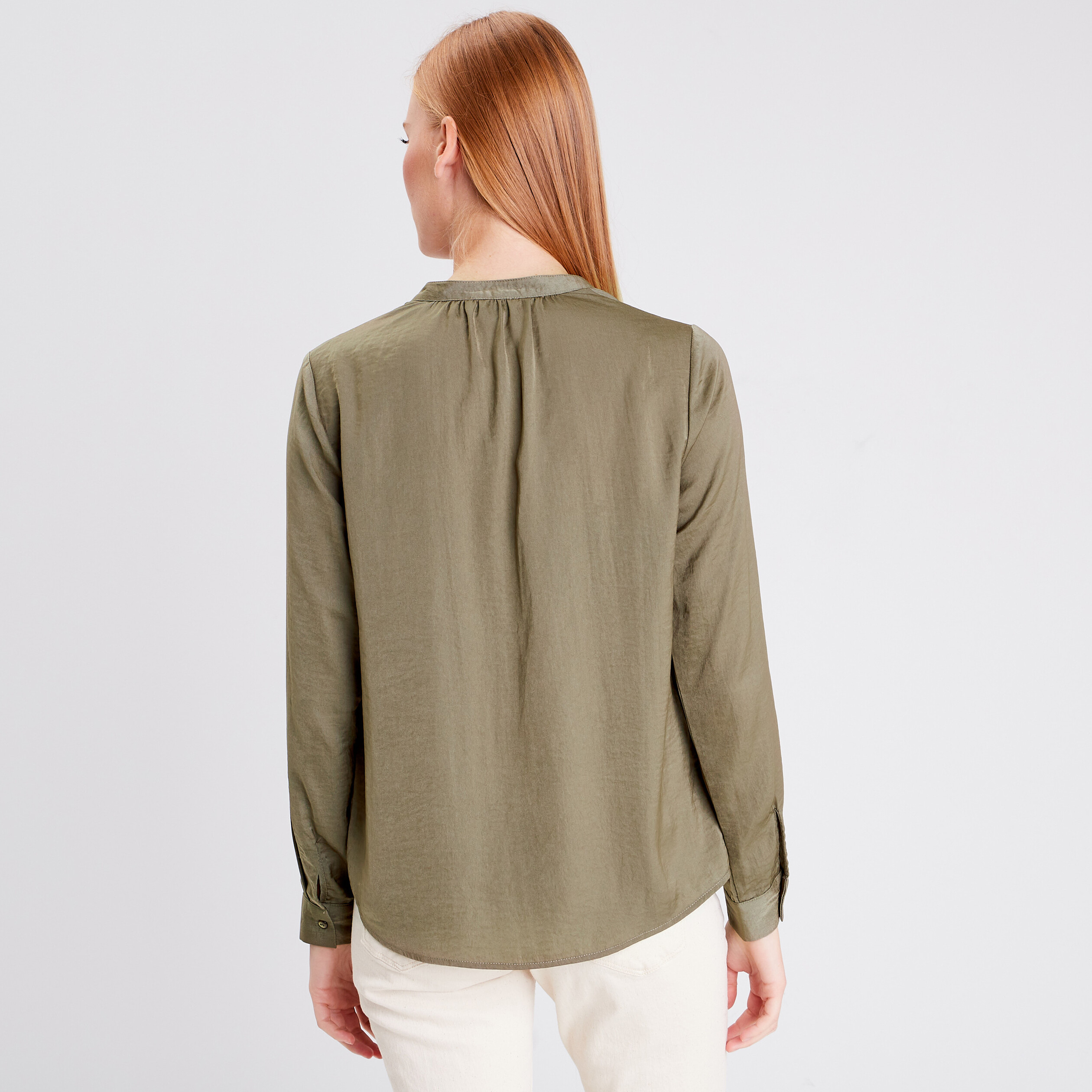 Blouse manches longues vert kaki femme