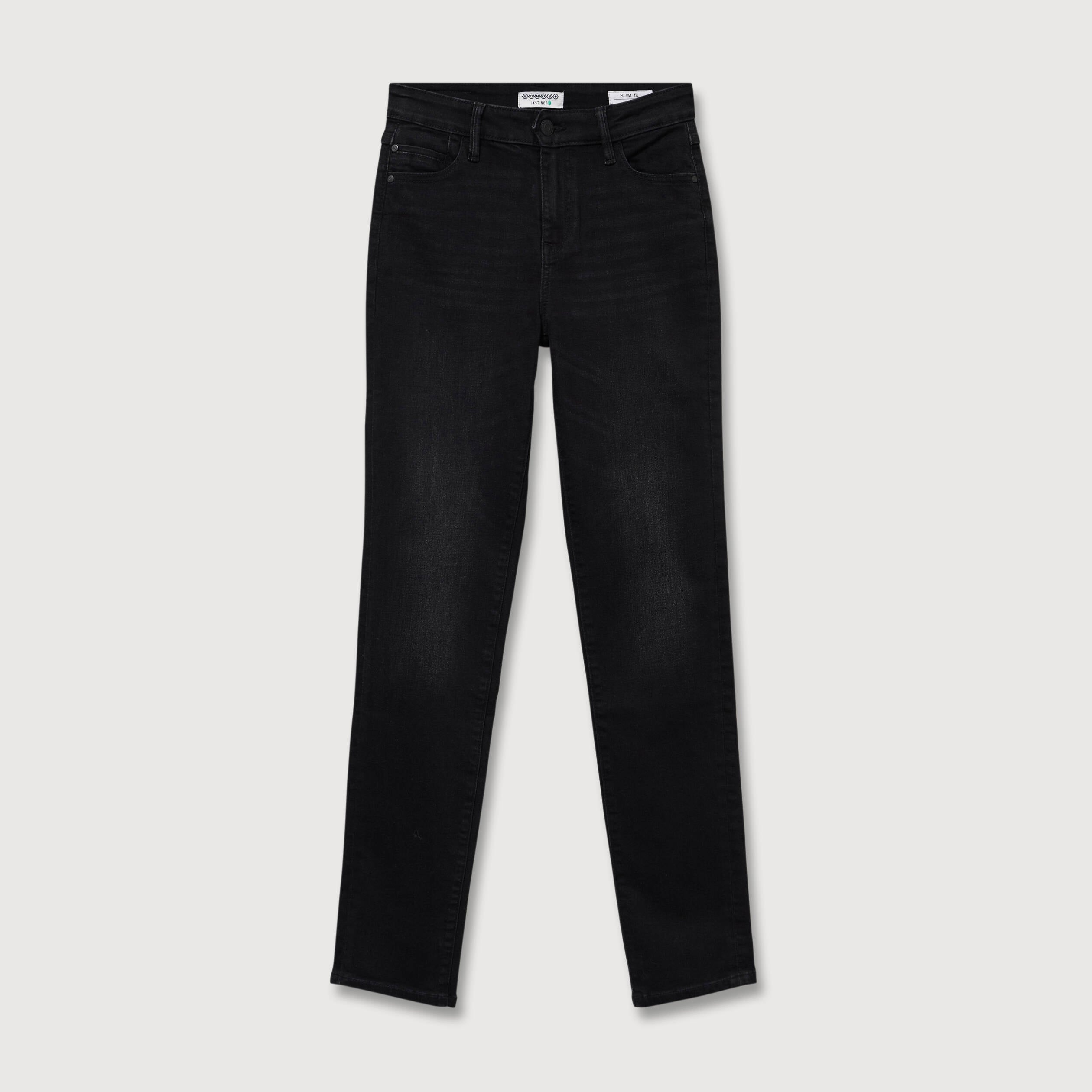 Jeans slim taille haute denim noir femme