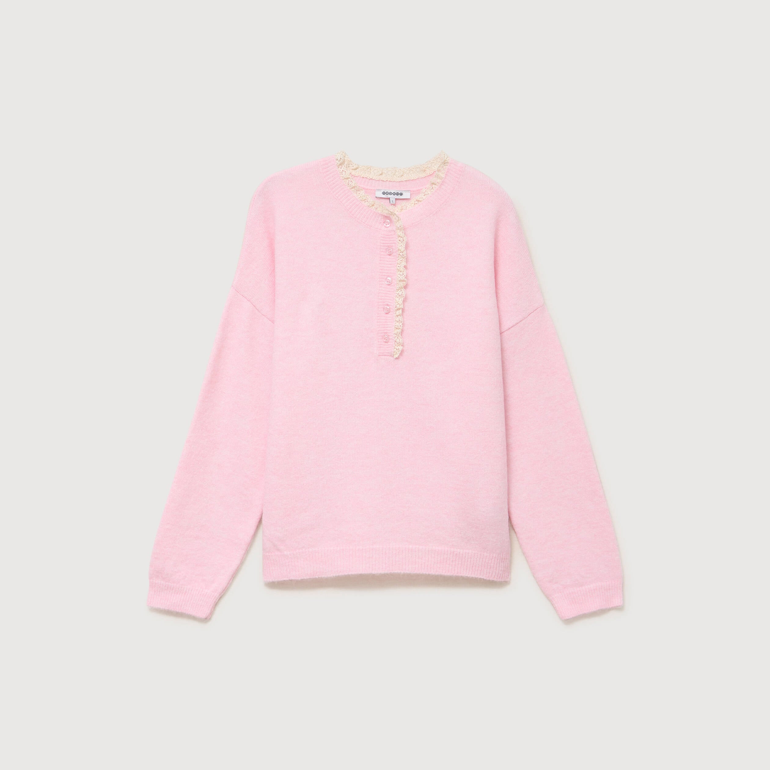 Pull col tunisien manches longues rouge clair femme