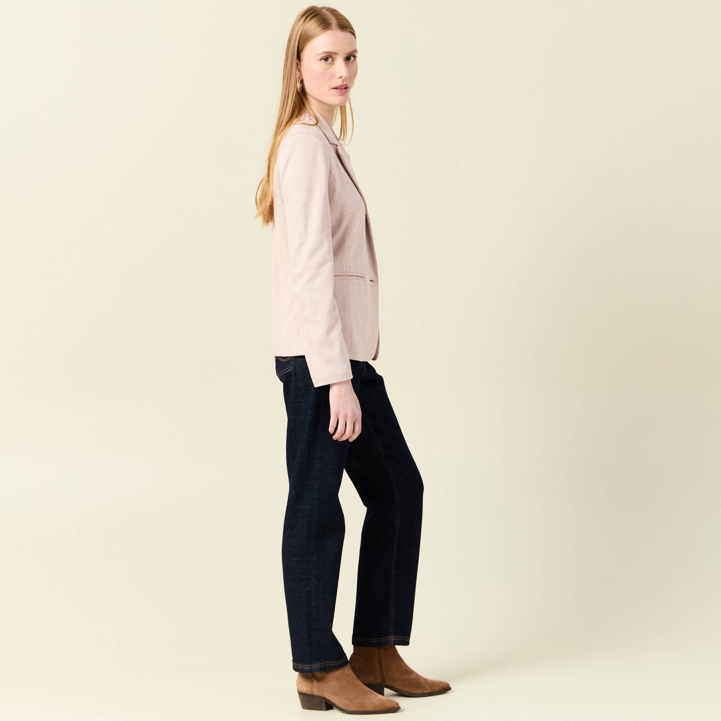 Veste blazer droite rose femme | Vibs