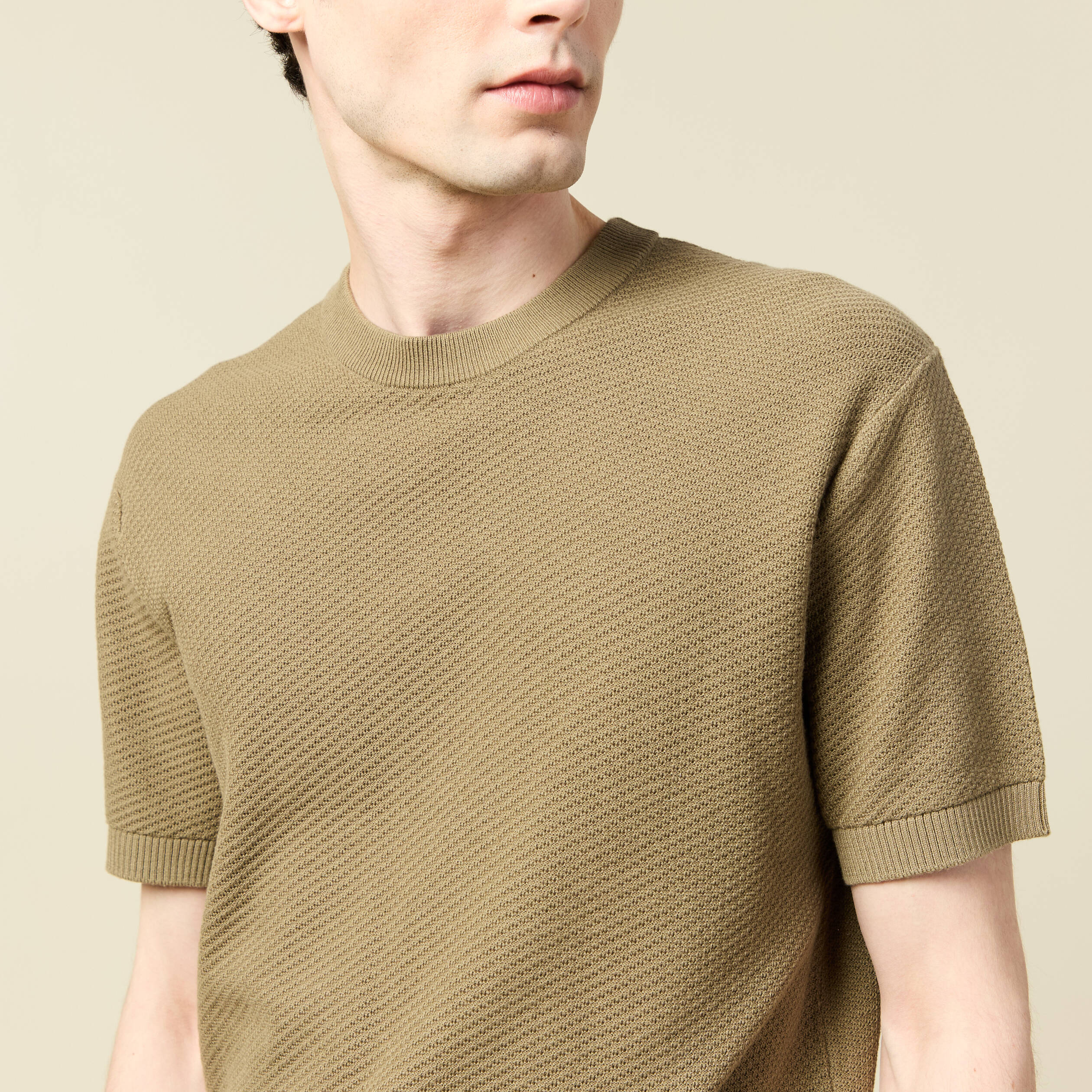 T-shirt en coton vert kaki homme