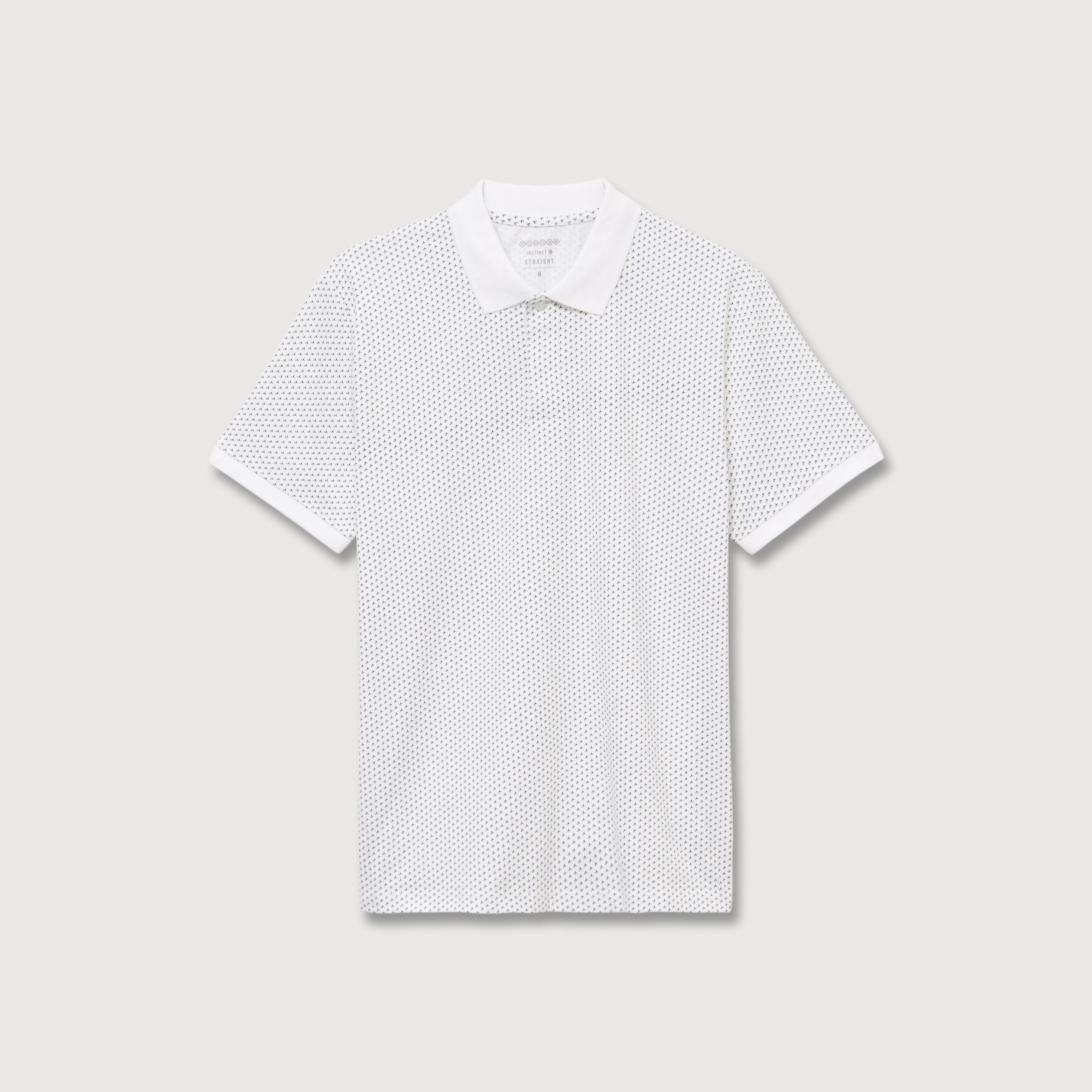 Polo cintr&eacute; en coton manches courtes blanc homme