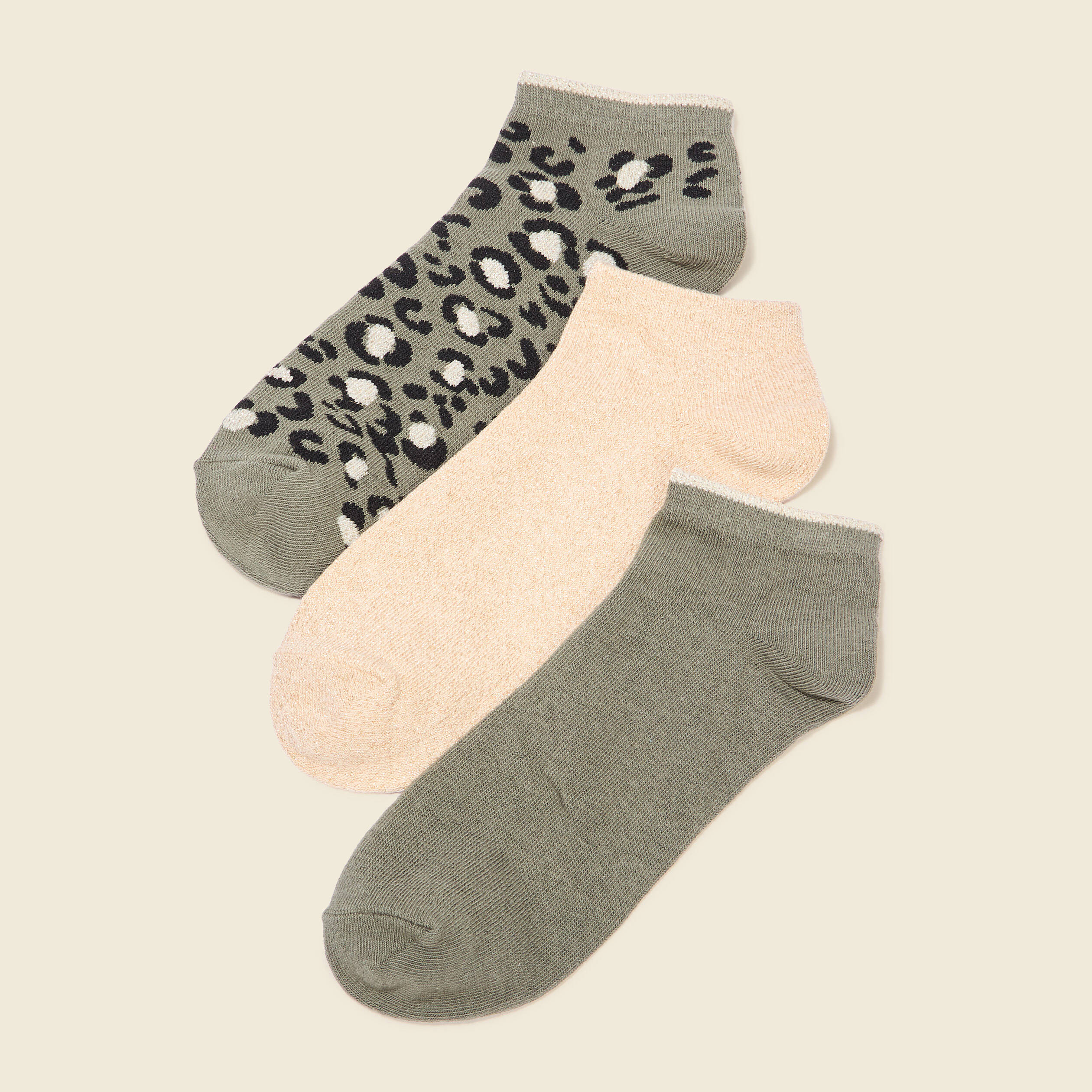 Lot 3 paires chaussettes vert kaki femme