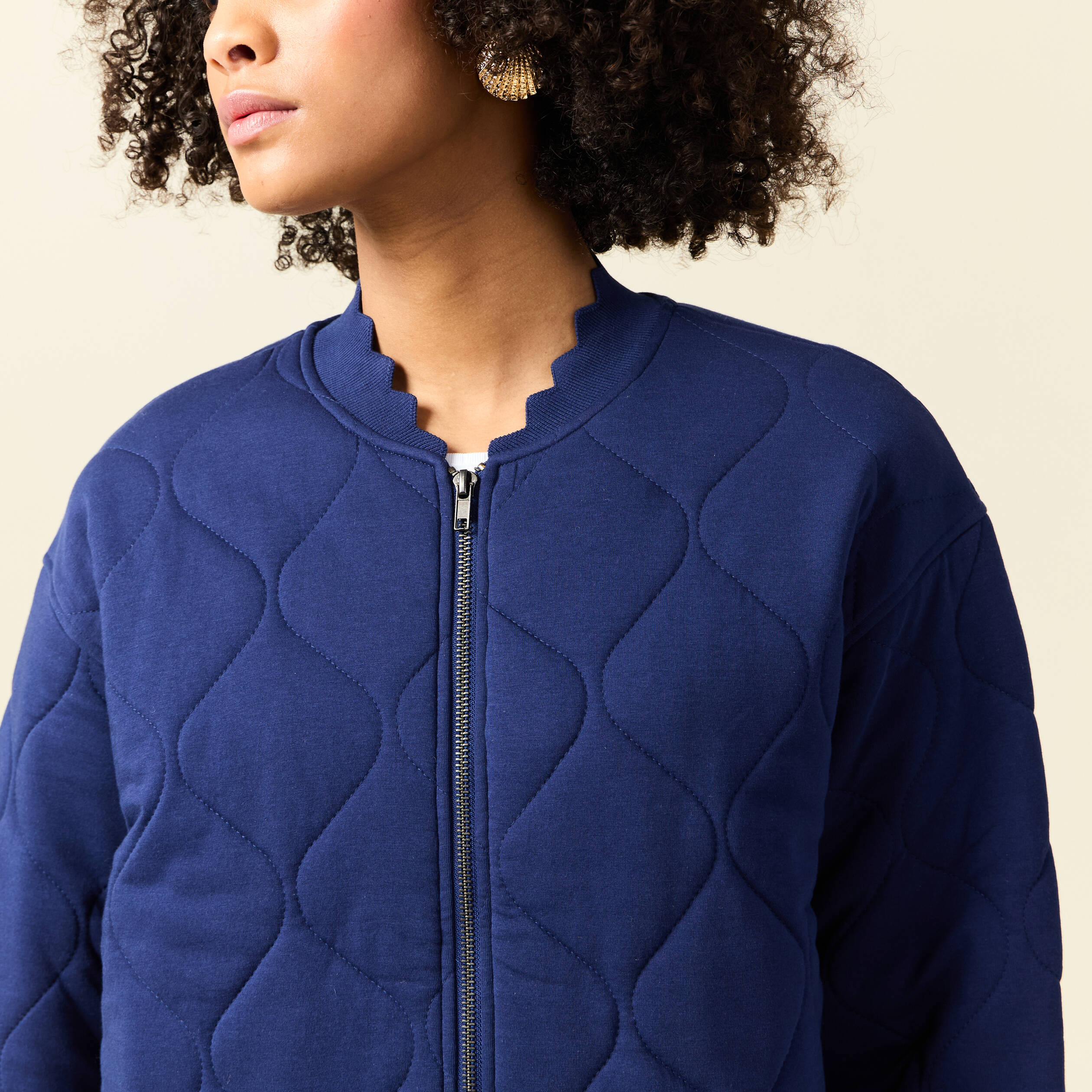 Veste matelassée unie ou imprimée Bleu