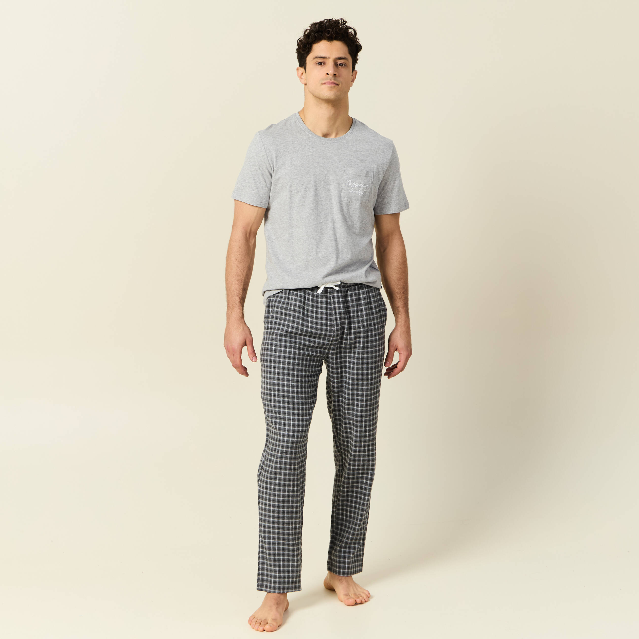 ensemble pyjama 2 pieces gris clair homme Ensemble pyjama 2 pièces gris clair homme