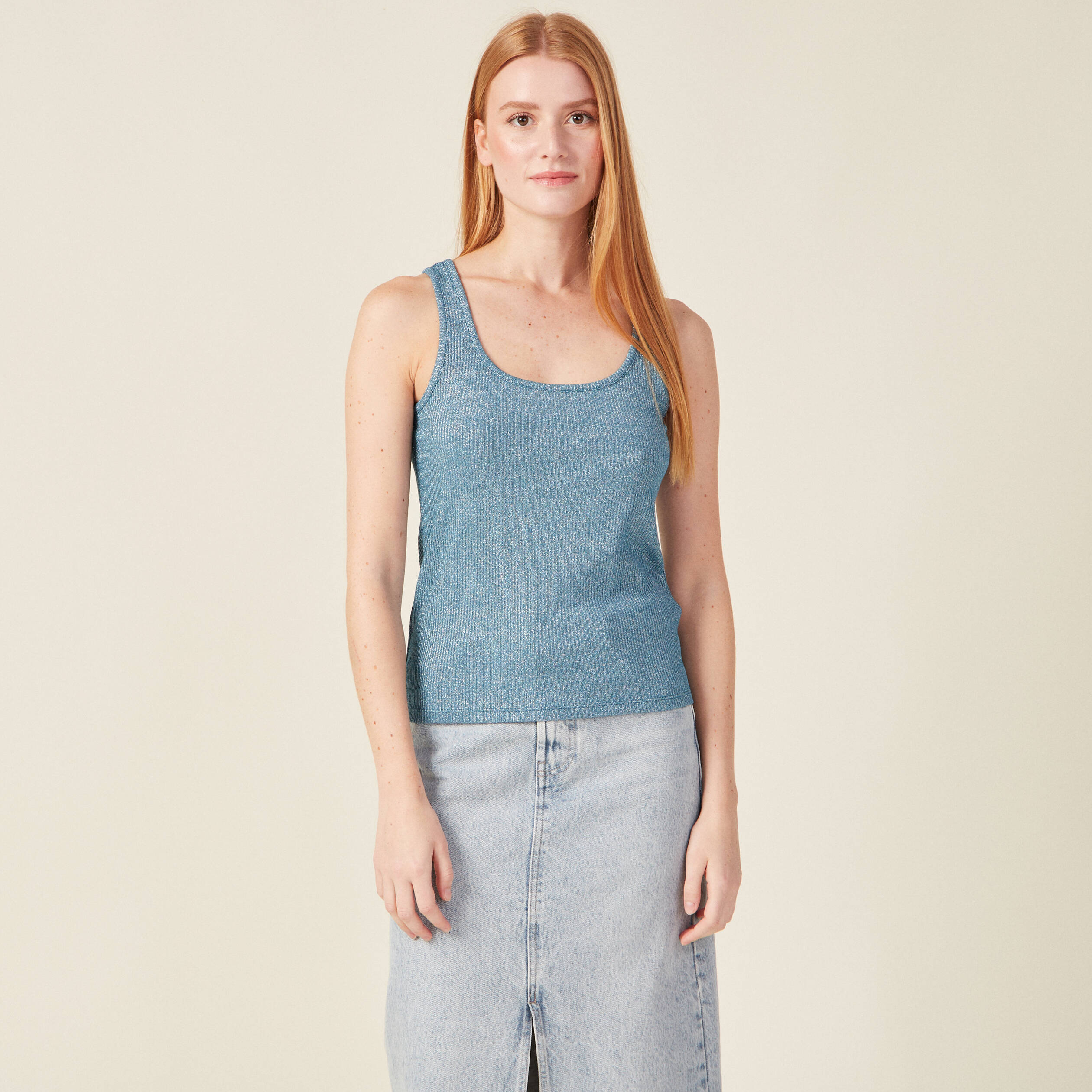 debardeur bretelles larges bleu petrole femme Débardeur bretelles larges bleu pétrole femme