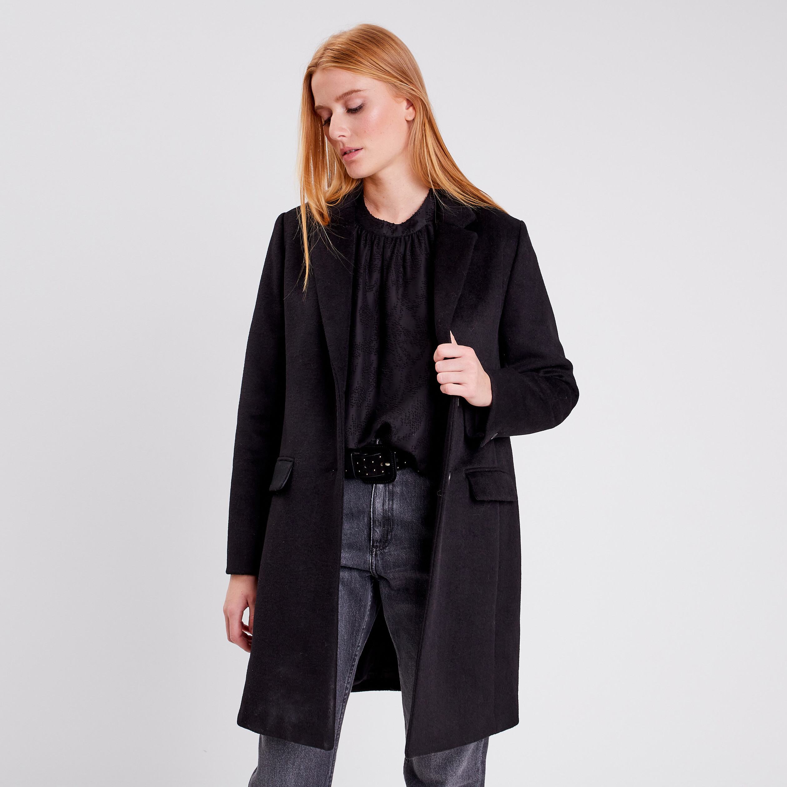 Manteau femme noir droit online