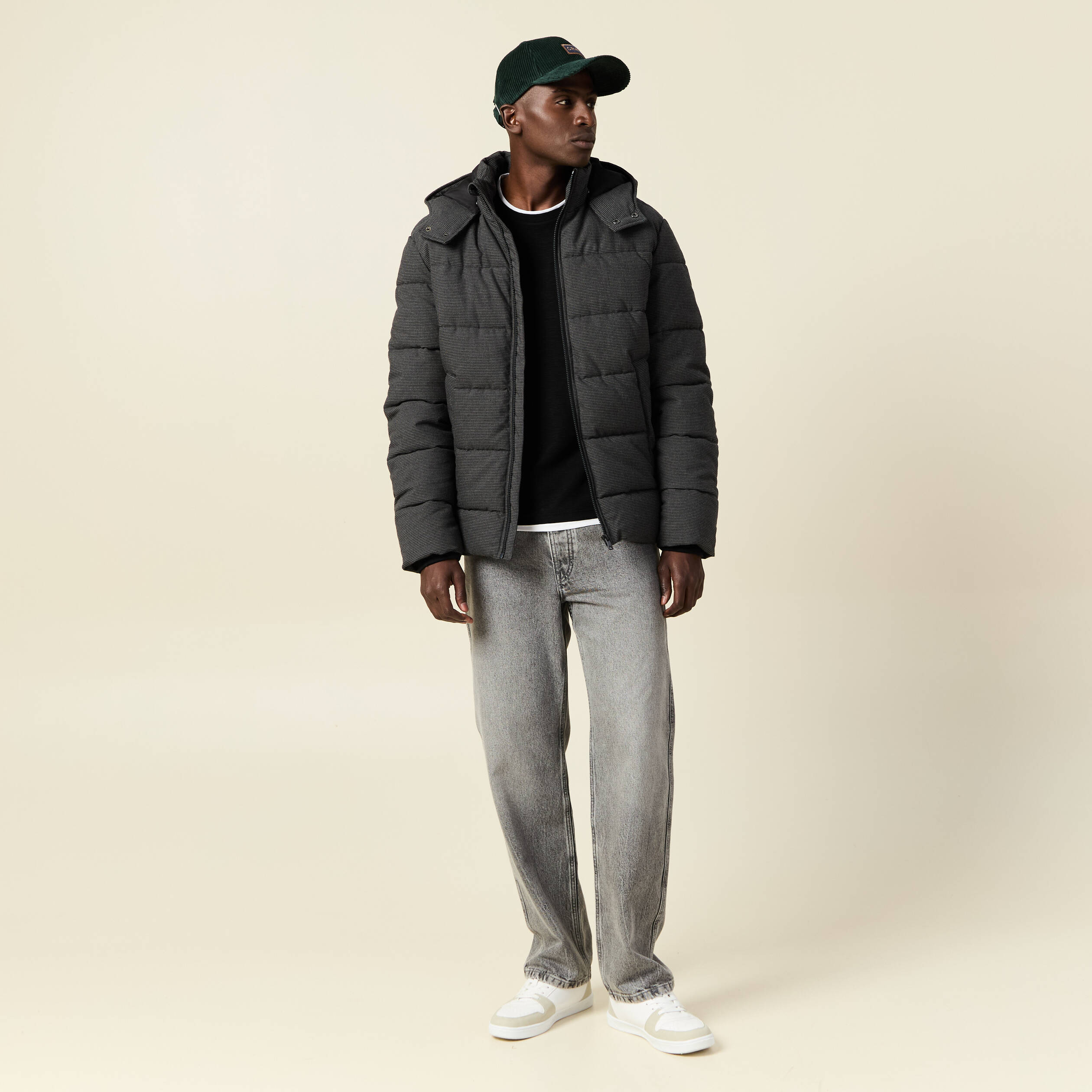 doudoune a capuche gris fonce homme Doudoune à capuche gris foncé homme