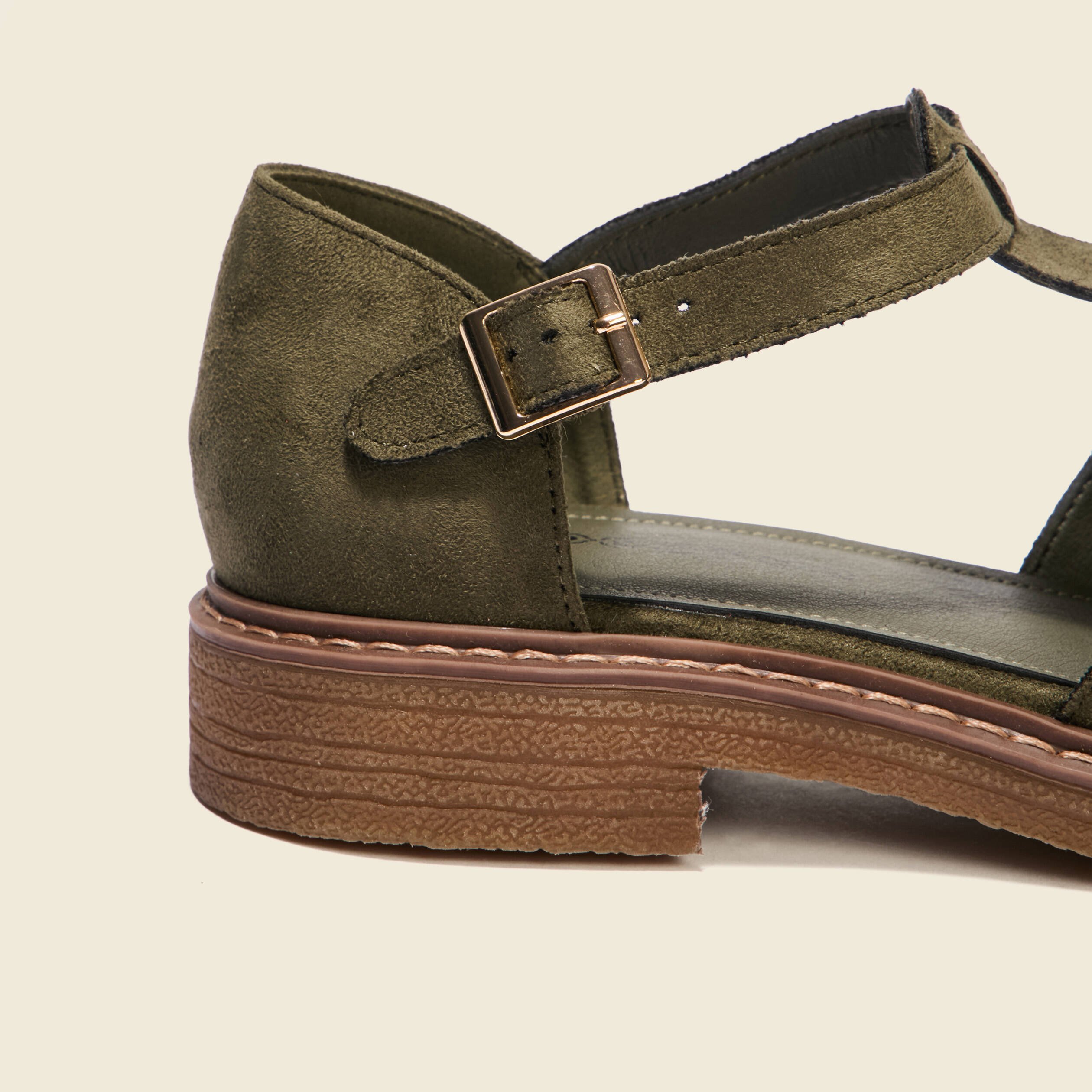sandales plates metallisees vert kaki femme Sandales plates métallisées vert kaki femme