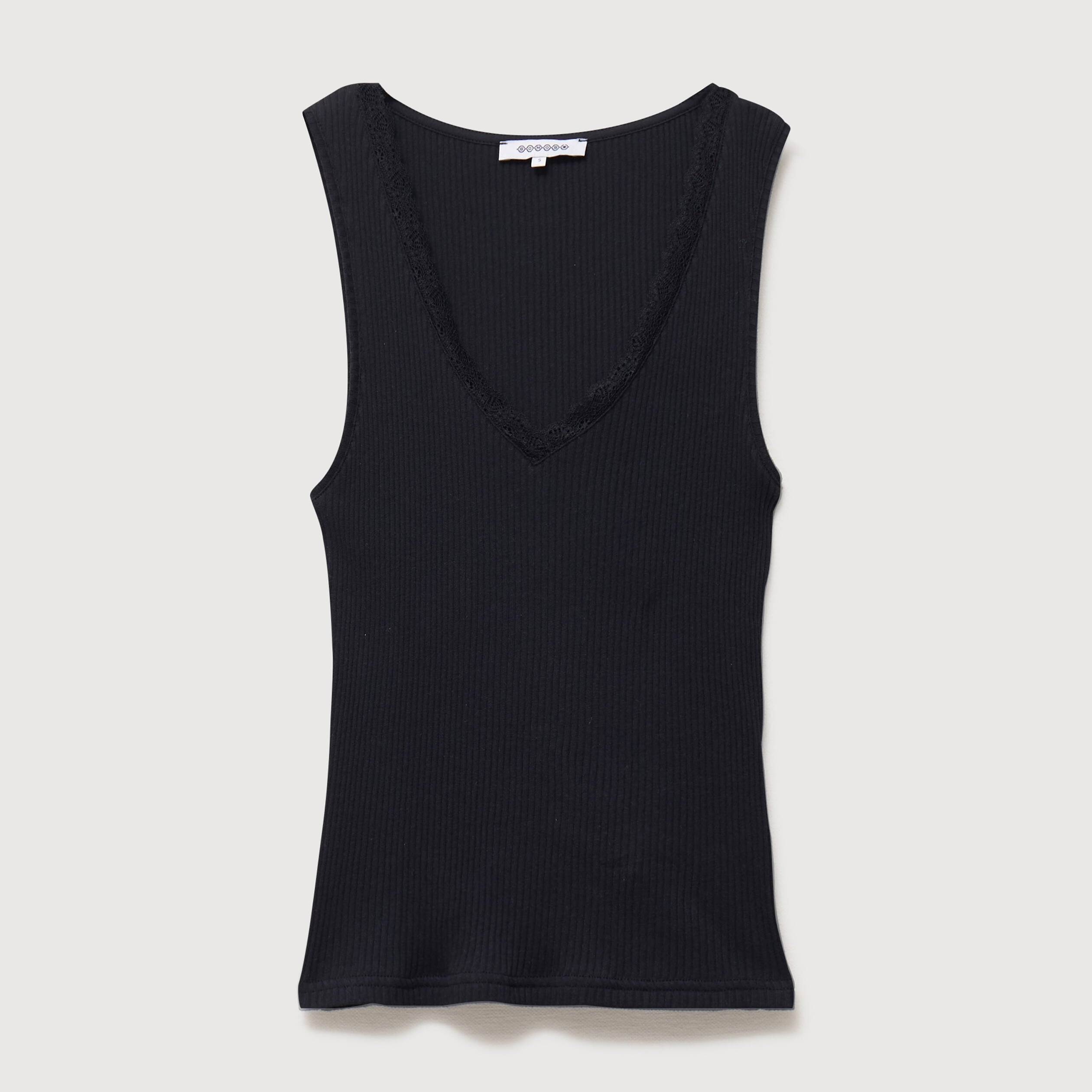 D&eacute;bardeur col v bretelles dentelle noir femme