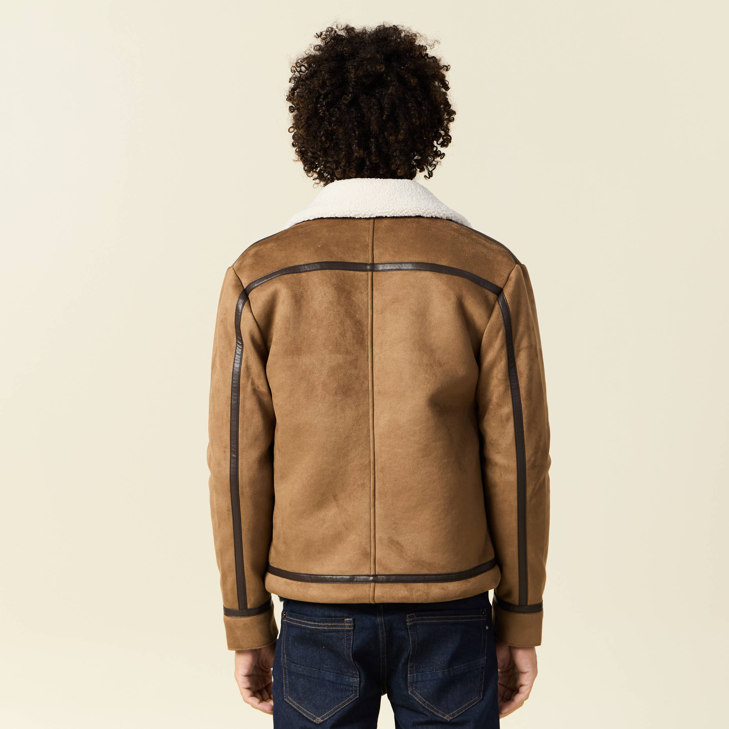 Blouson suédine col aviateur marron homme