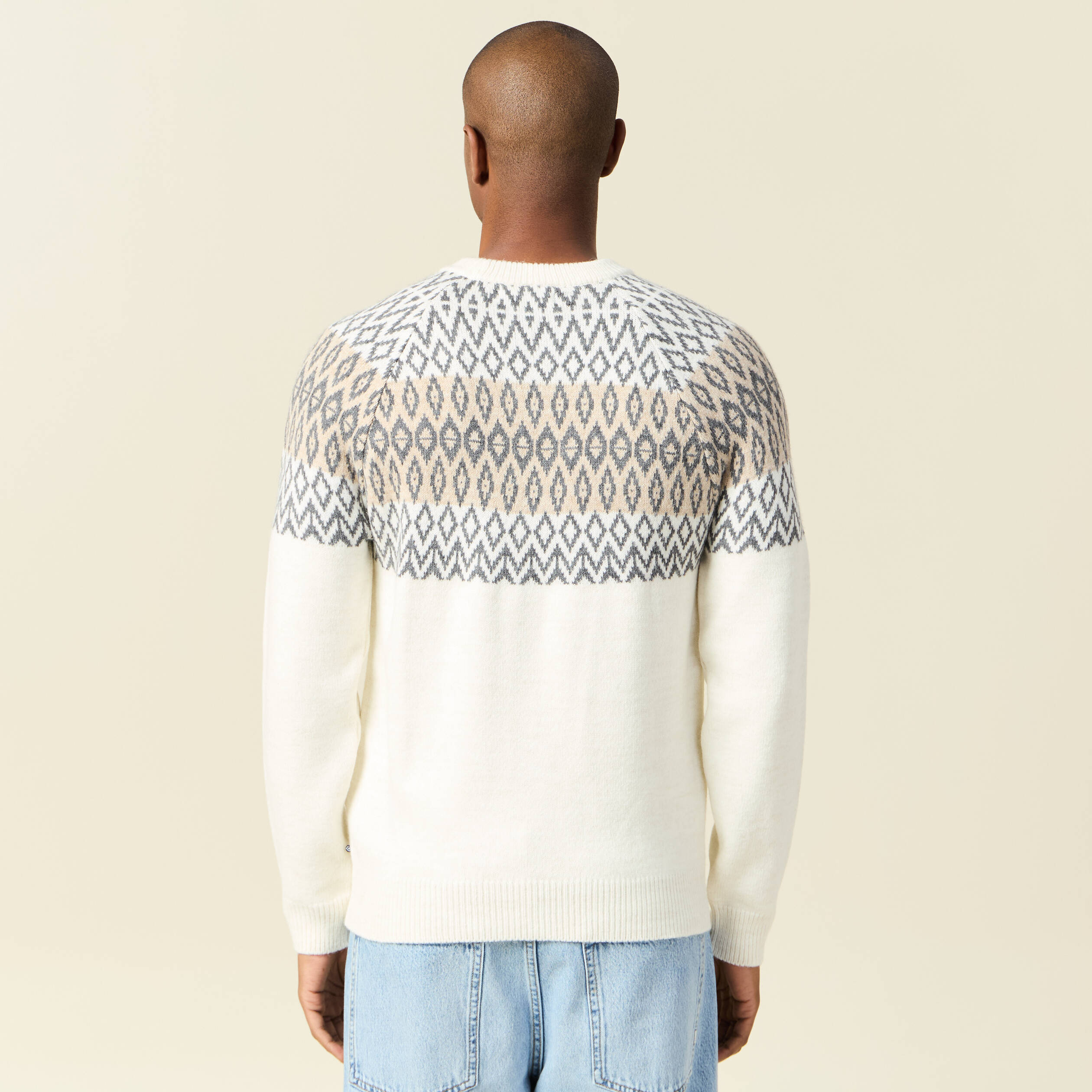 Pull manches longues ecru homme