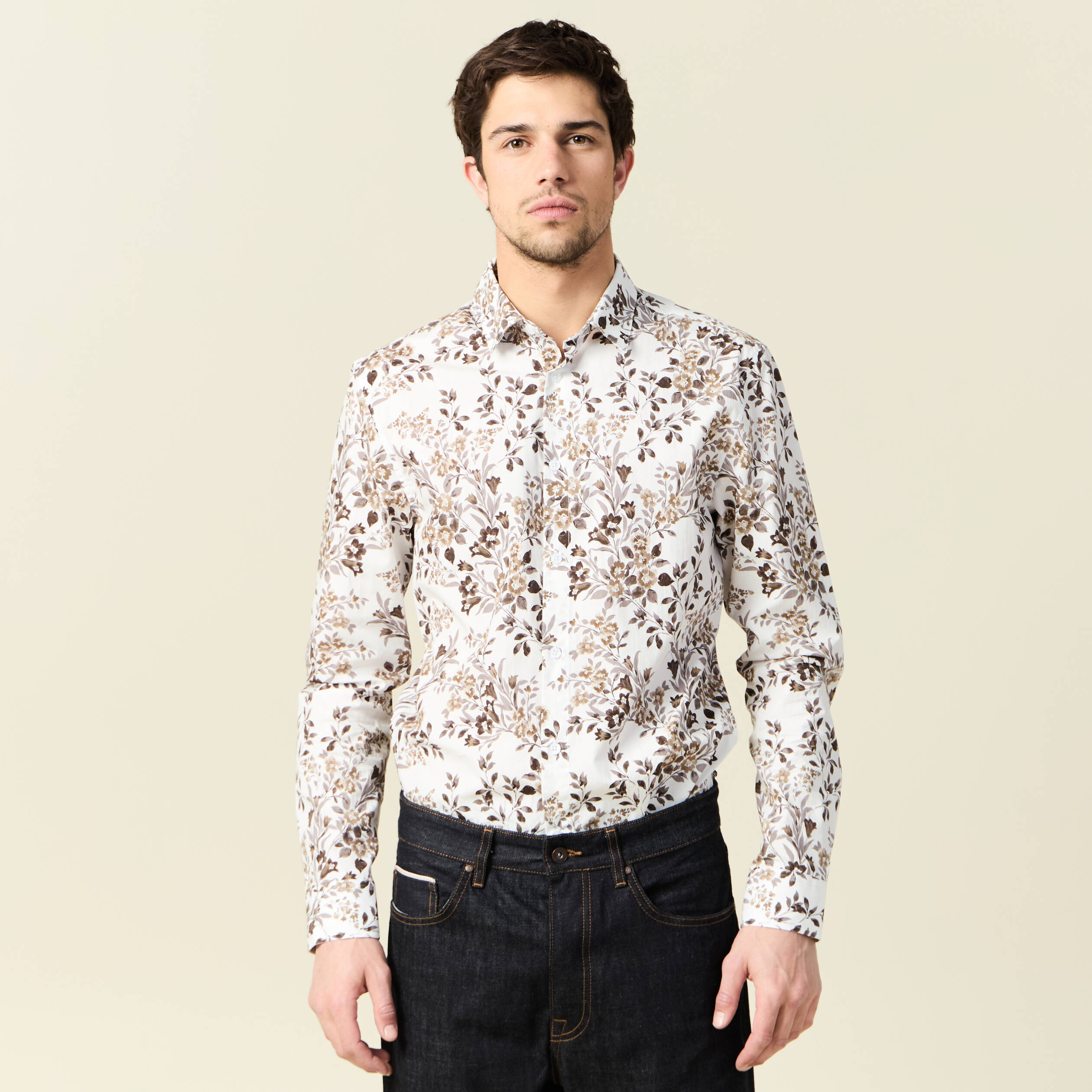 Chemise &agrave; manches longues blanc homme