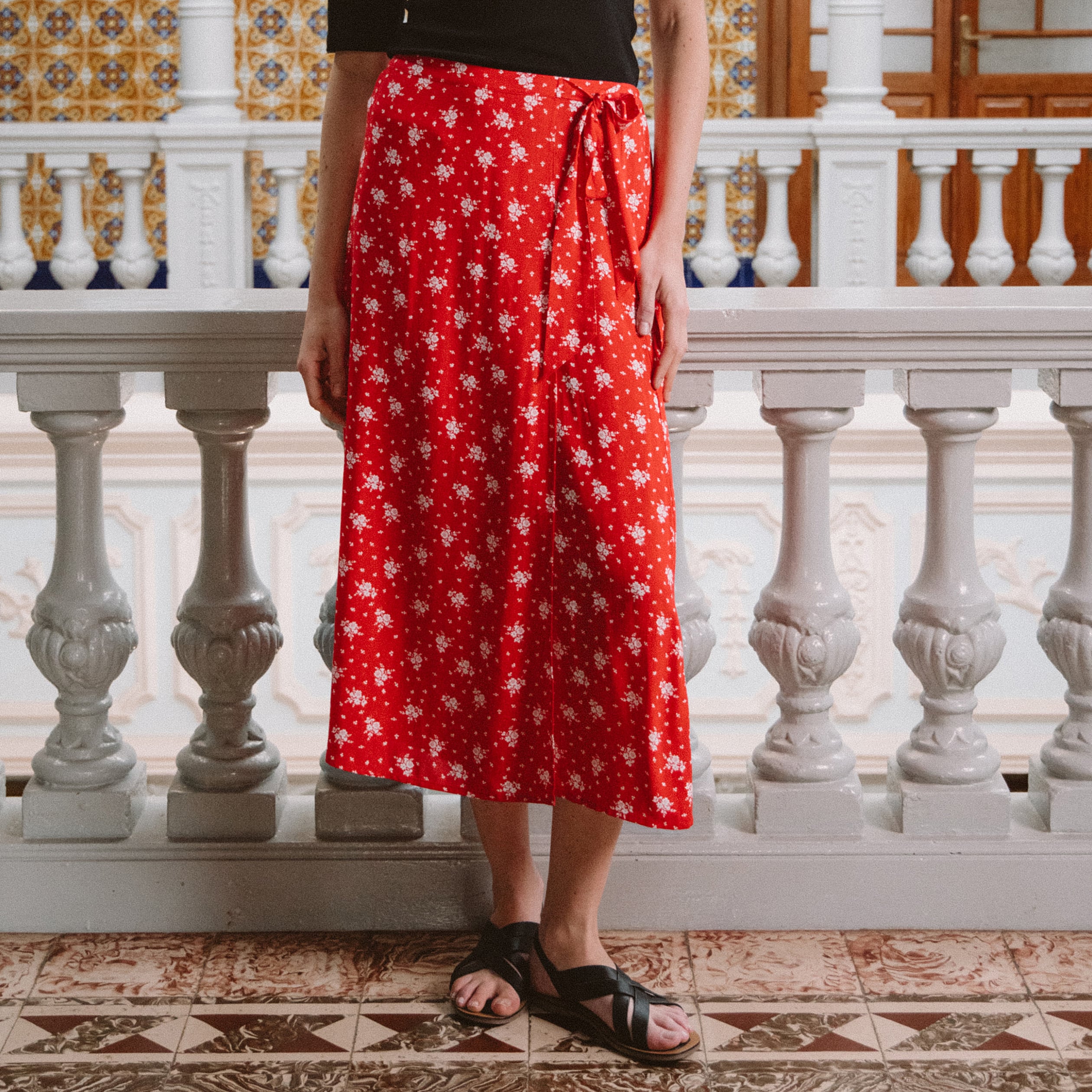 Jupe fluide rouge femme