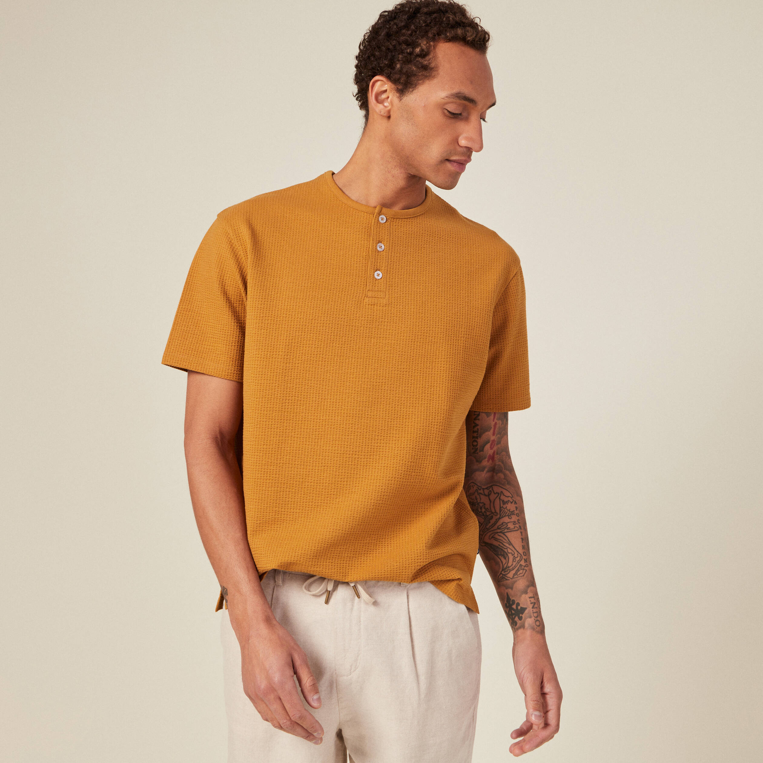 T-shirt oversize manches courtes camel homme