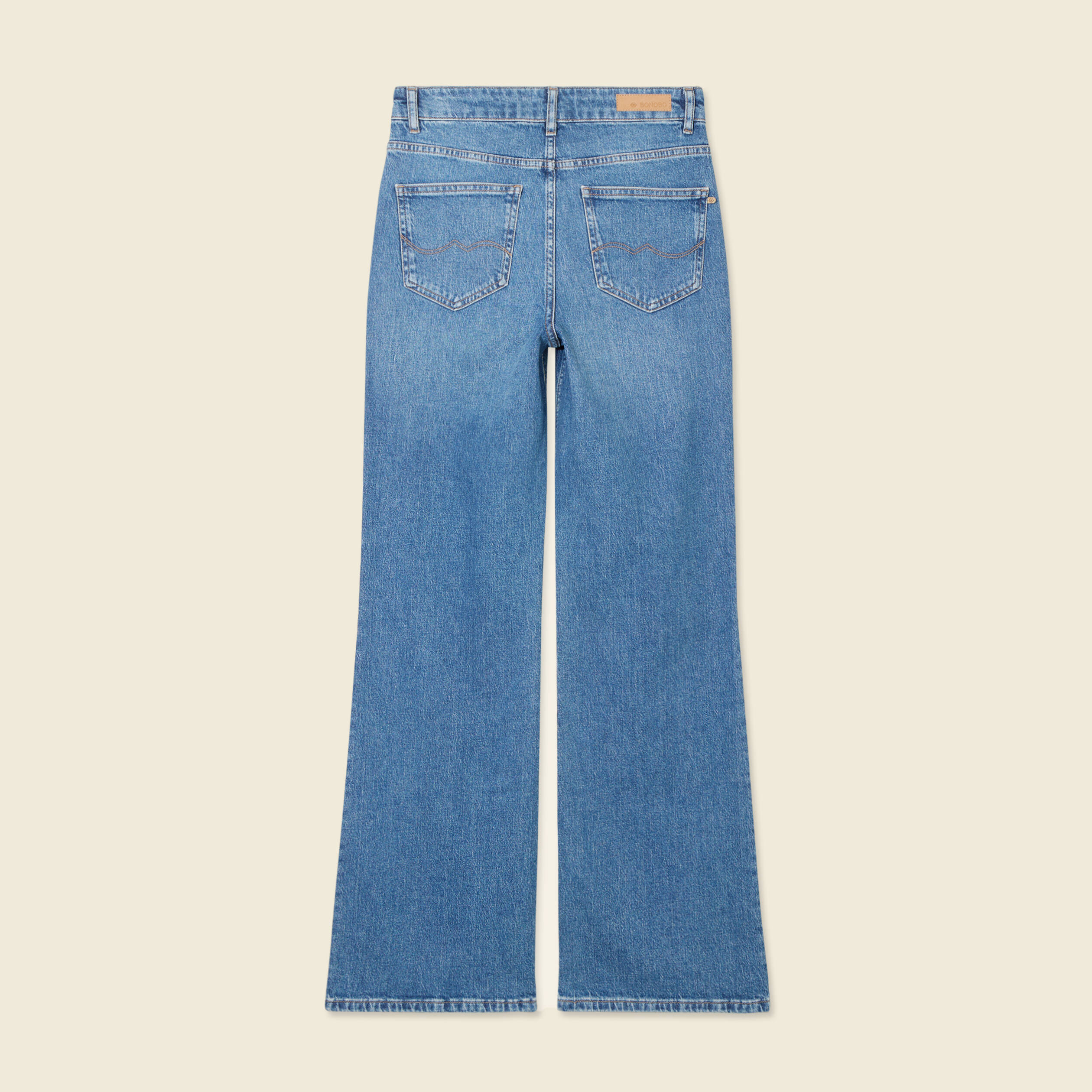 Jeans flare boutonn&eacute; denim brut femme
