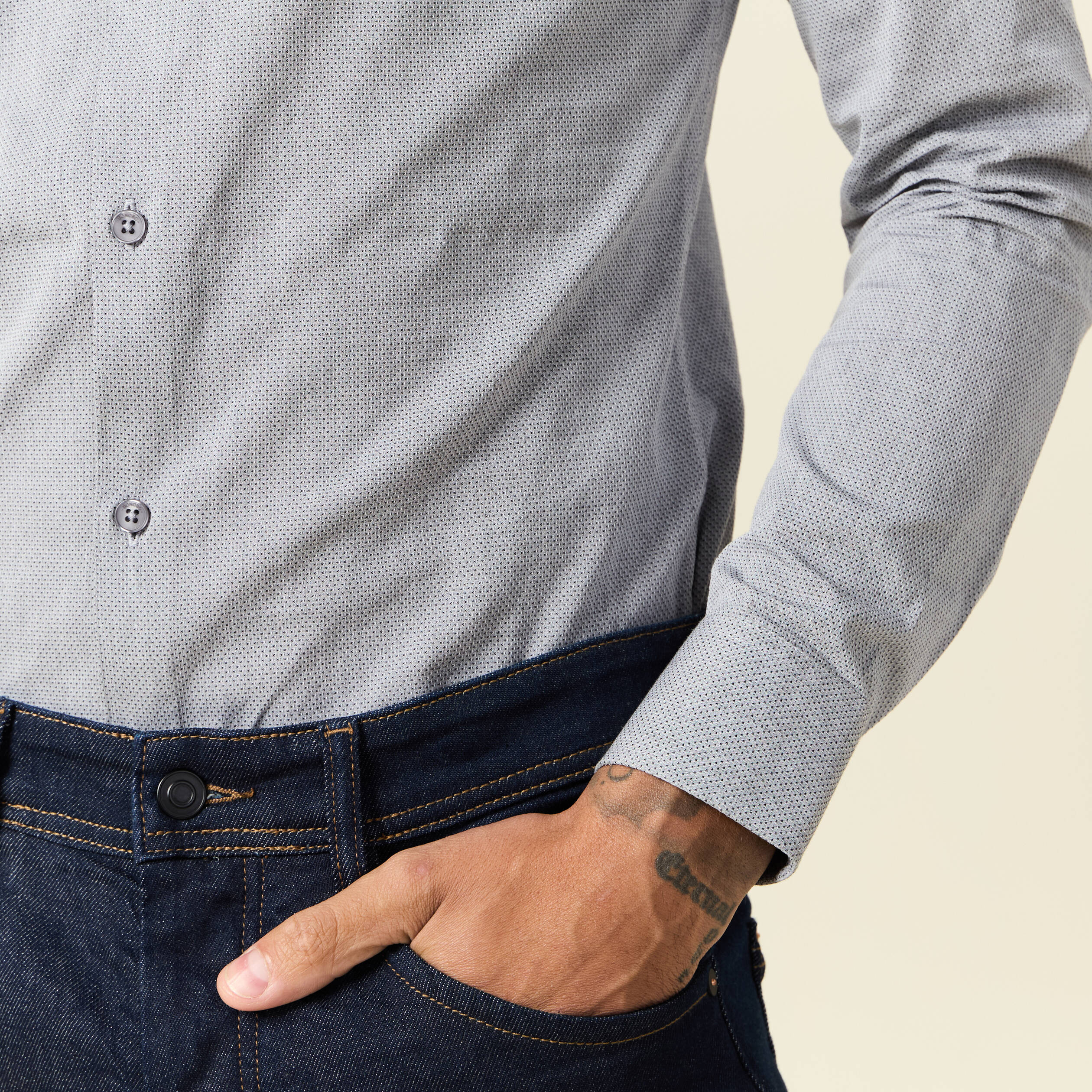 Chemise manches longues gris homme