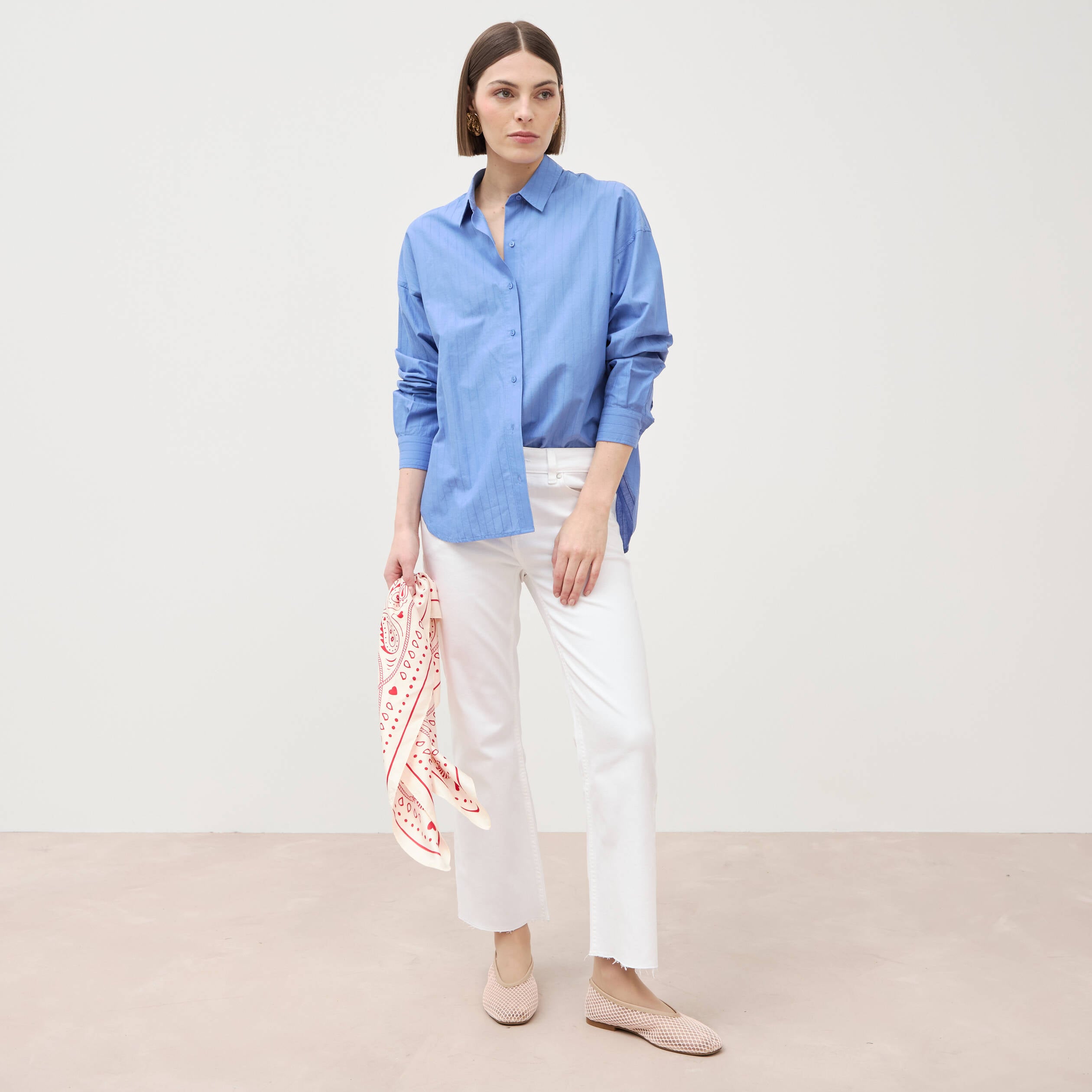 Jeans bootcut cropped taille bascul&eacute;e denim blanc femme