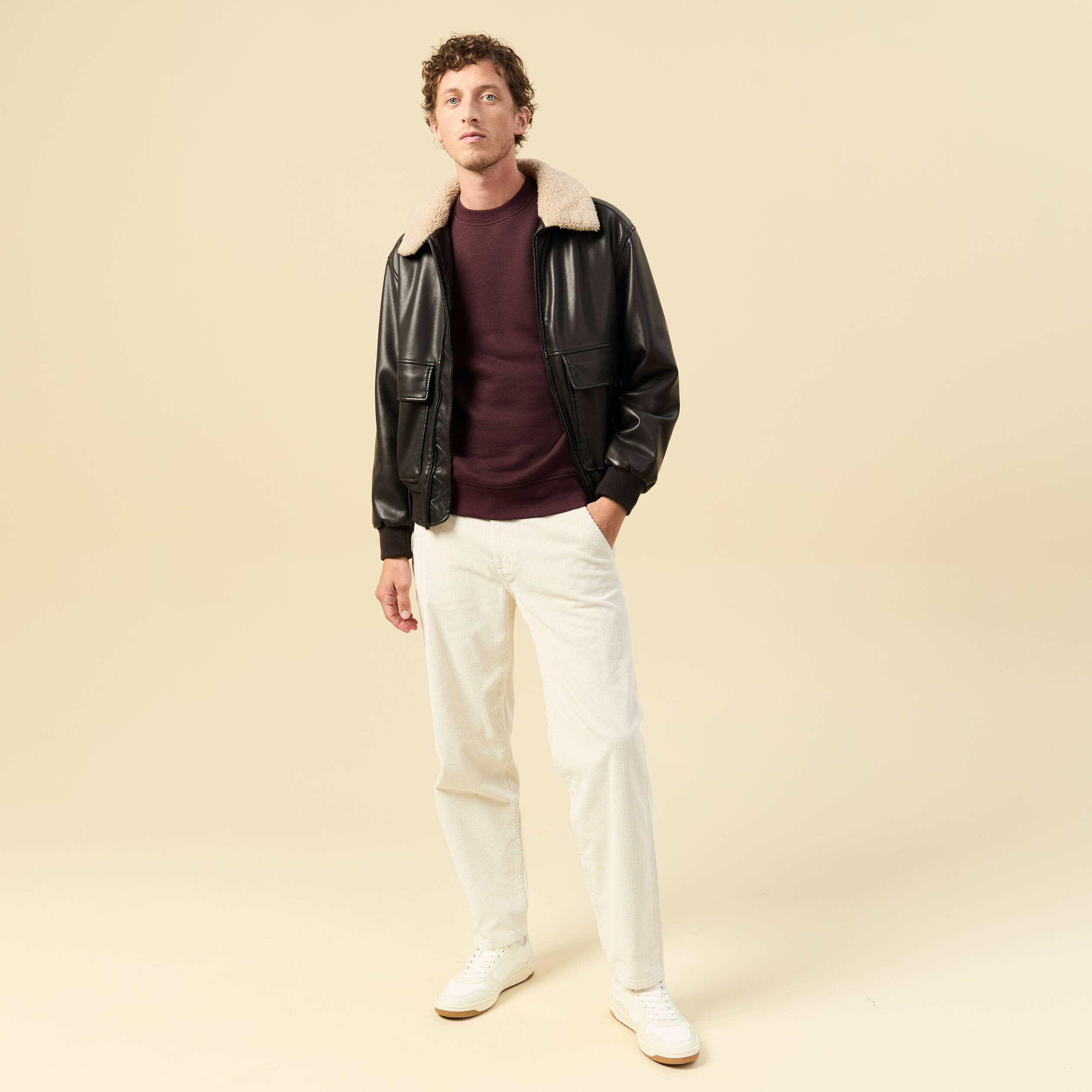 Sweat manches longues bordeaux homme