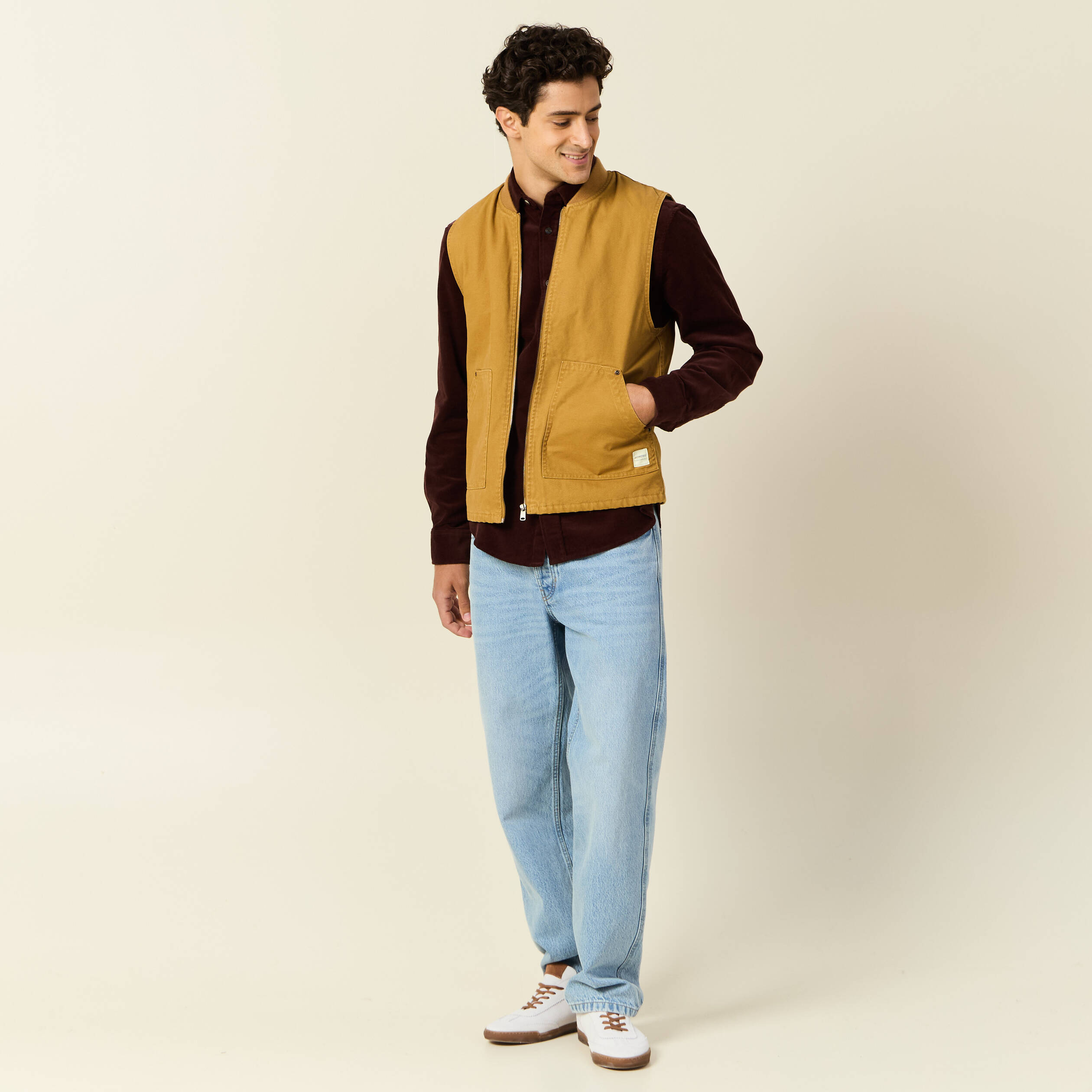 blouson sans manches col teddy camel homme Blouson sans manches col teddy camel homme