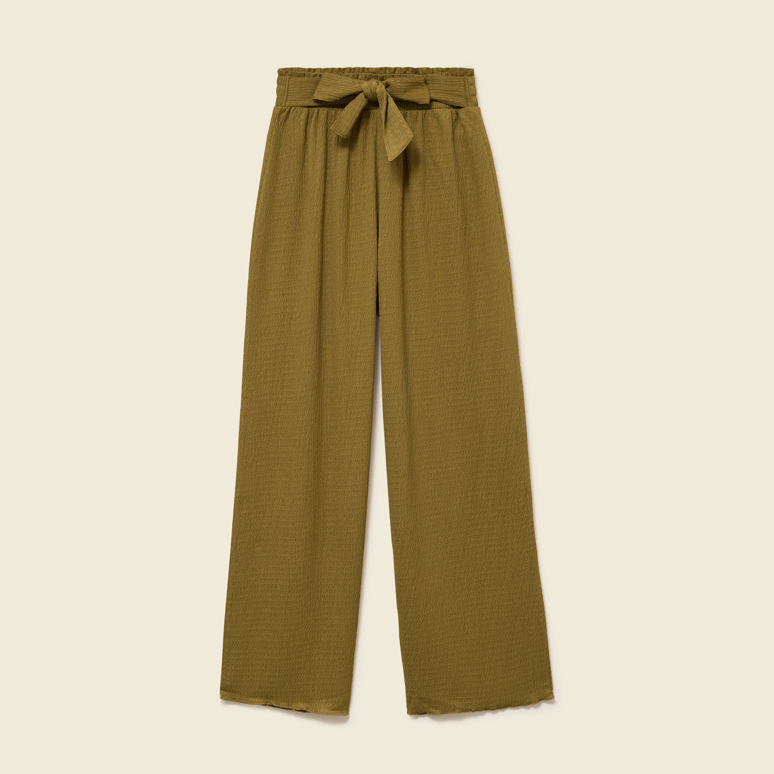 Pantalon loose avec ceinture vert kaki femme
