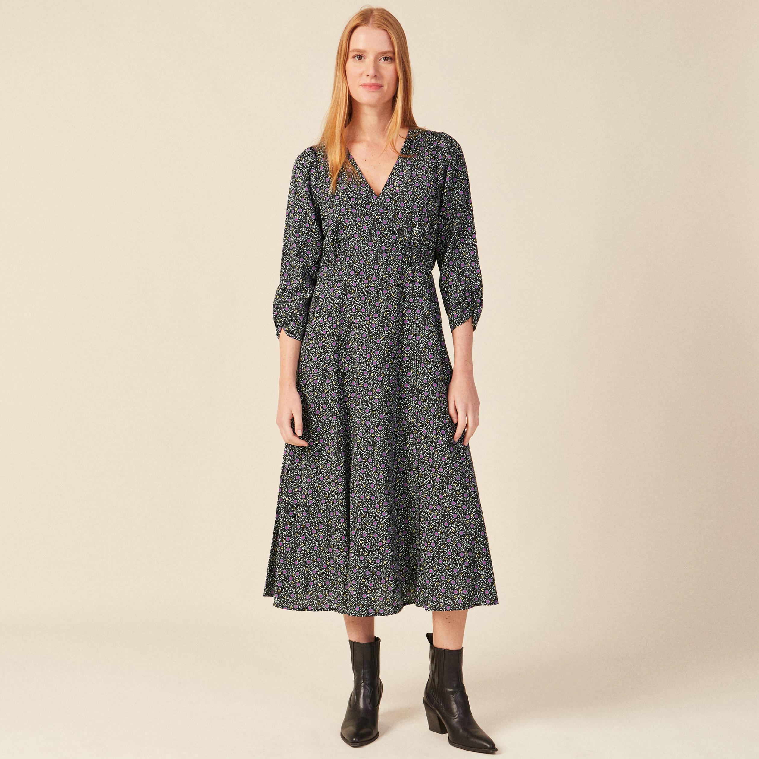 Robe longue éco-responsable noir femme