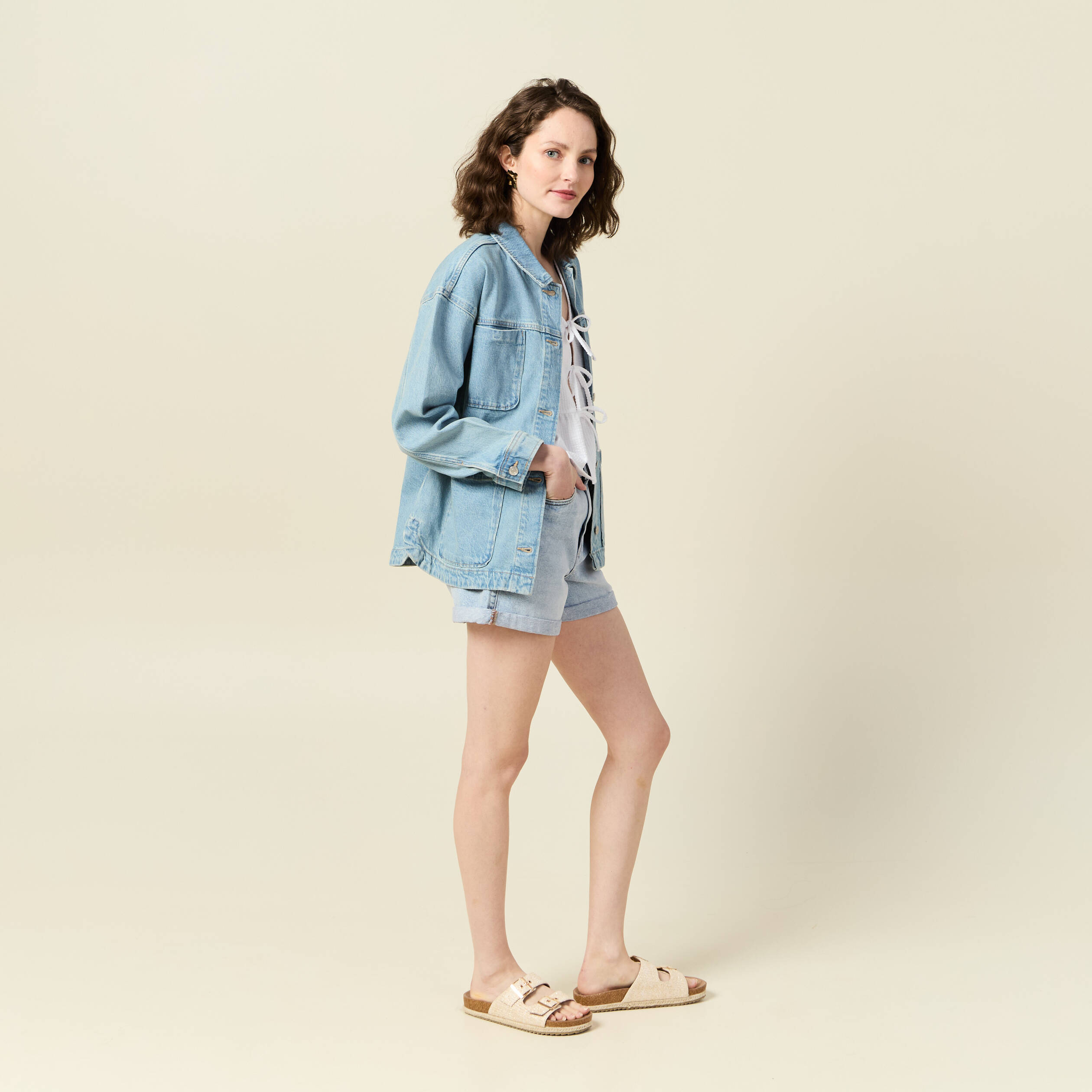 Surchemise en jean denim used femme