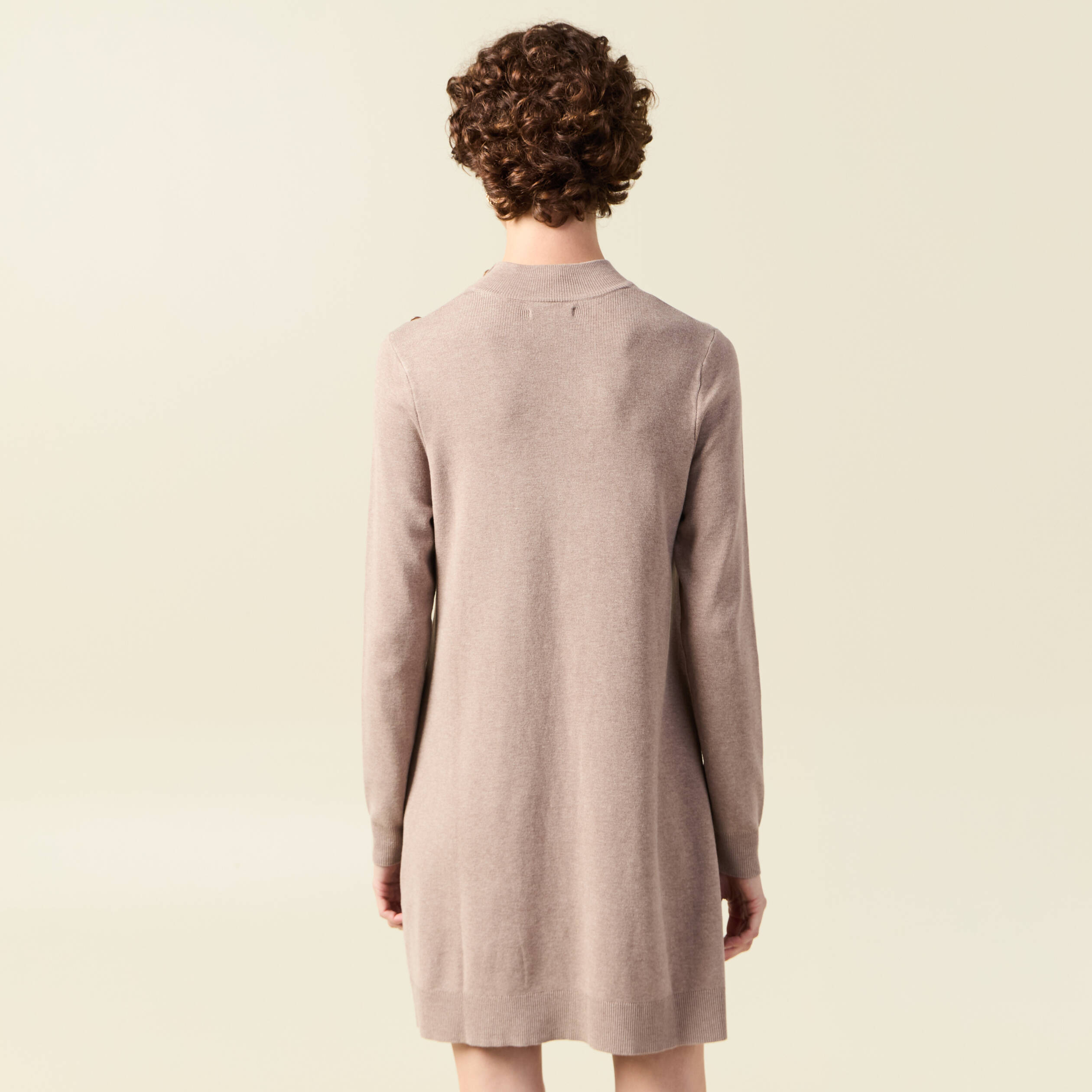 robe pull droite col montant taupe femme Robe pull droite col montant taupe femme