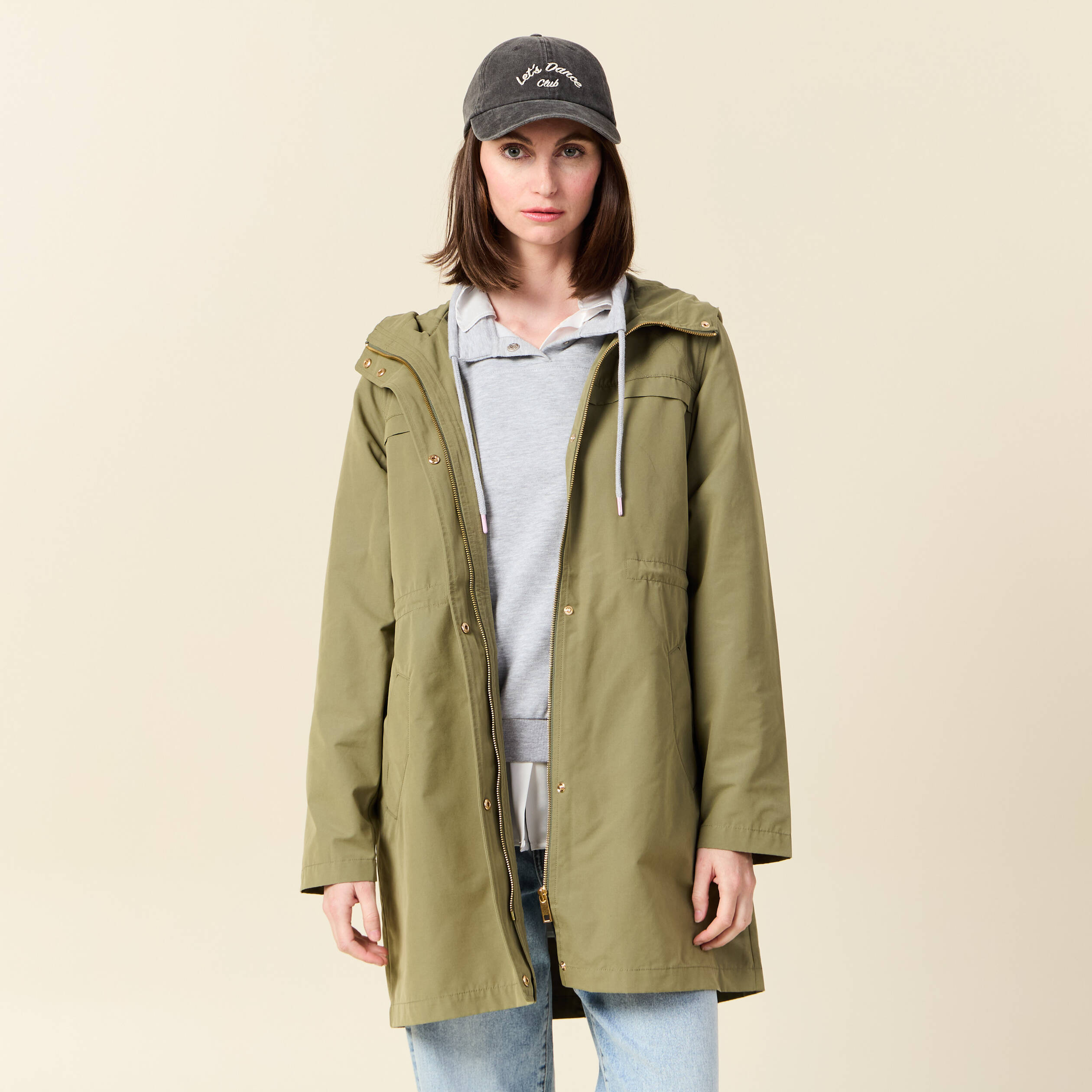 parka longue a capuche vert kaki femme Parka longue à capuche vert kaki femme