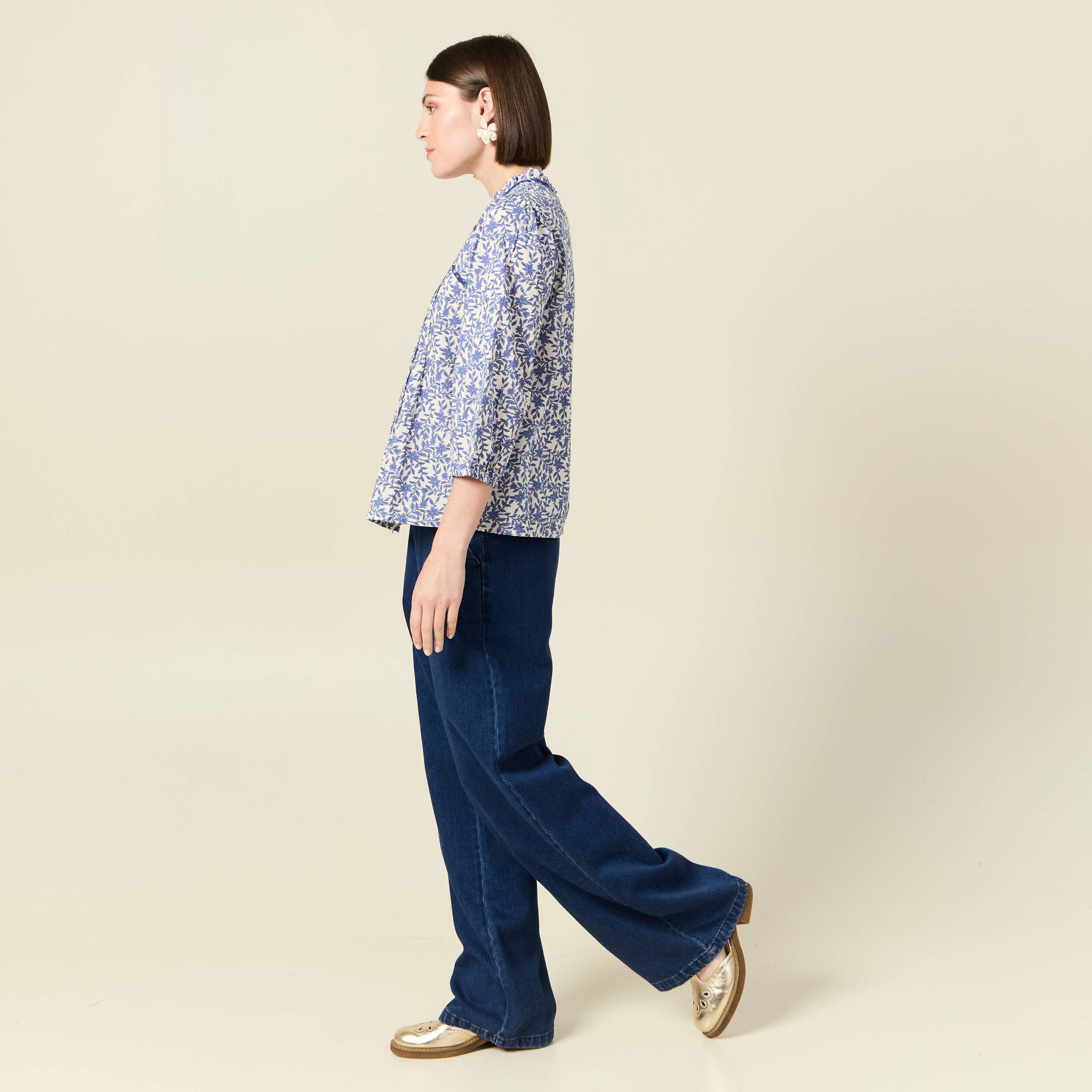 Blouse manches 3/4 blanc femme