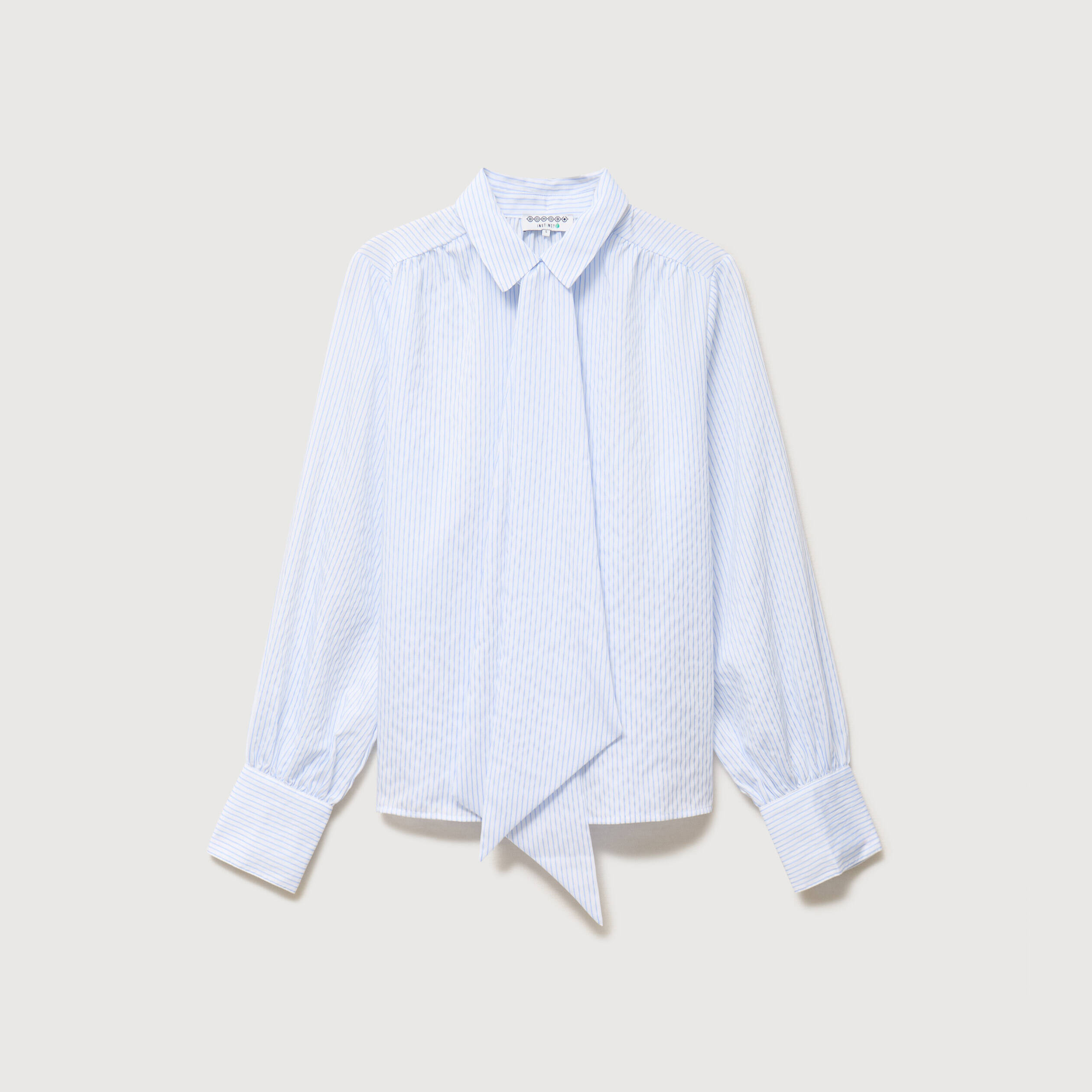 Chemise manches longues col am&eacute;ricain bleu ciel femme
