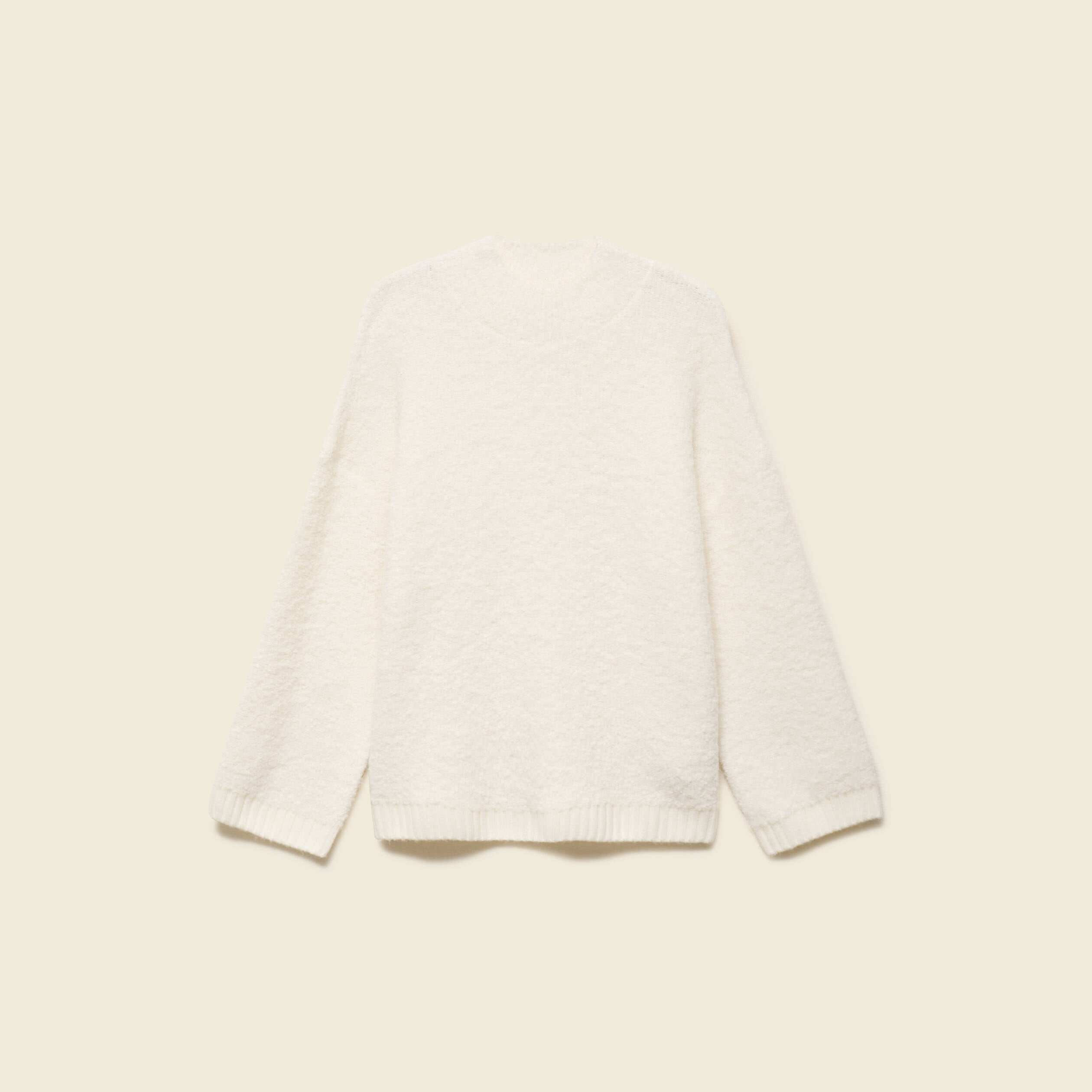 Pull manches longues col montant ivoire femme