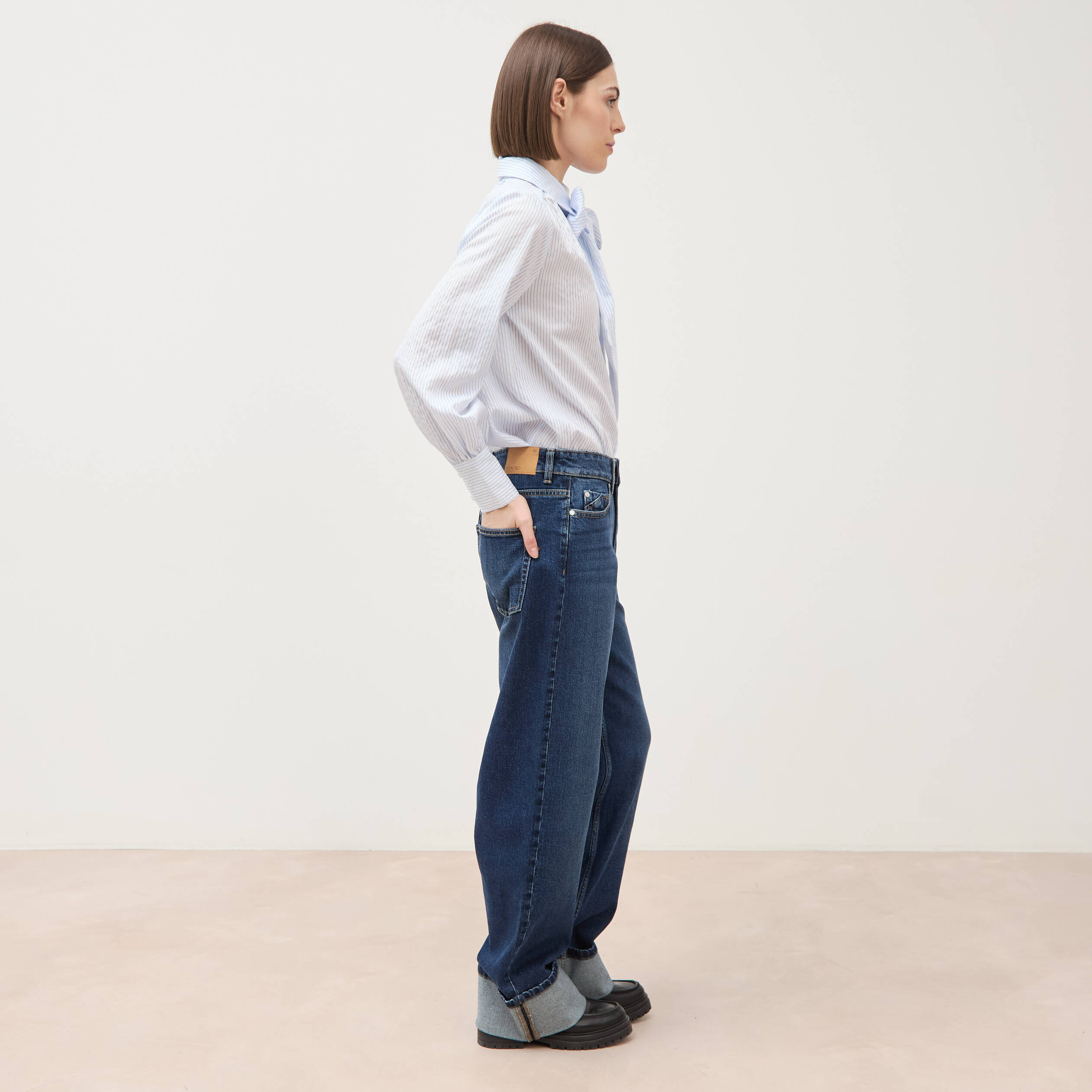 Jeans straight taille standard denim brut femme